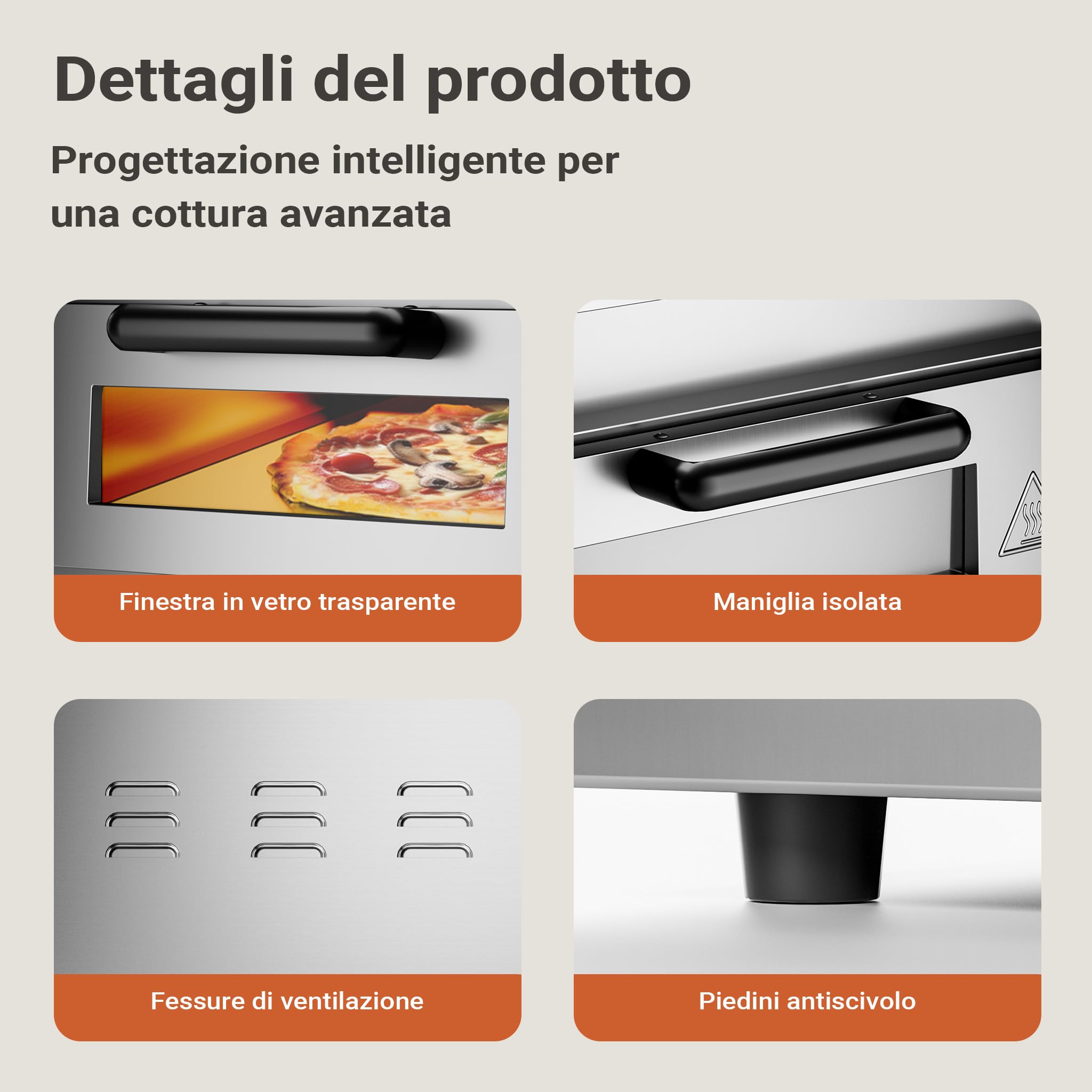 Wiltec Fornetto pizza elettrico 2000W pietra 350°C