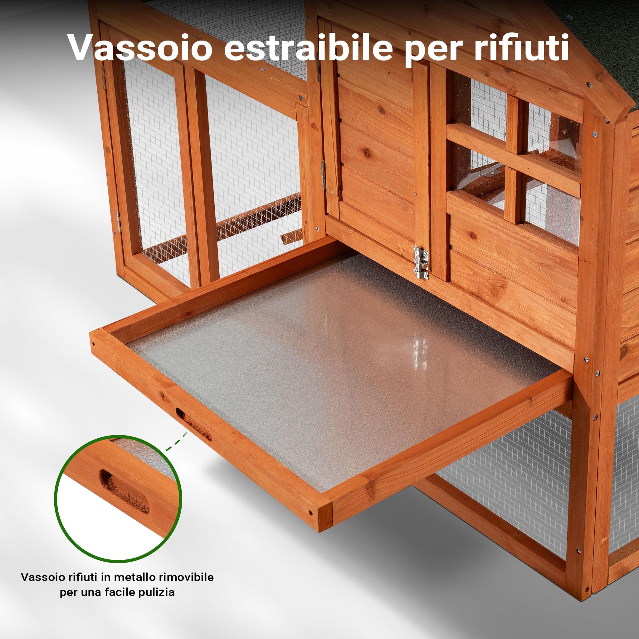 Wiltec conigliera 2 livelli legno 122x63x92 cm con recinto