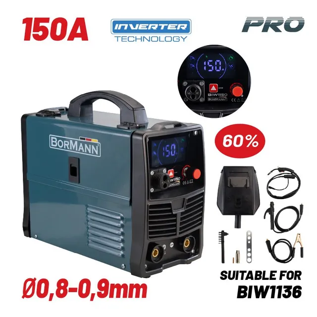 Bormann saldatrice inverter MIG TIG MMA 150A no gas