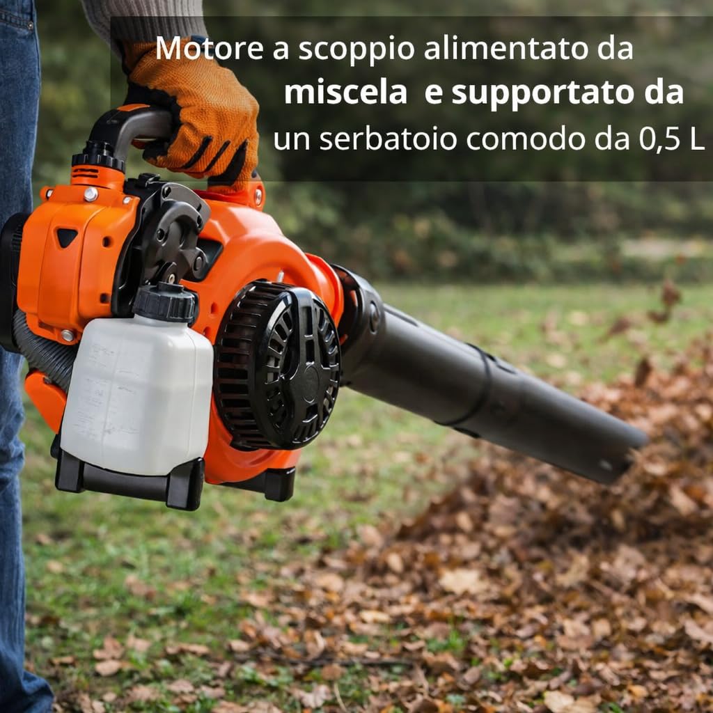 De Rosa Shop Soffiatore Scoppio 2T 25,4cc Aspiratore Sacco 50L