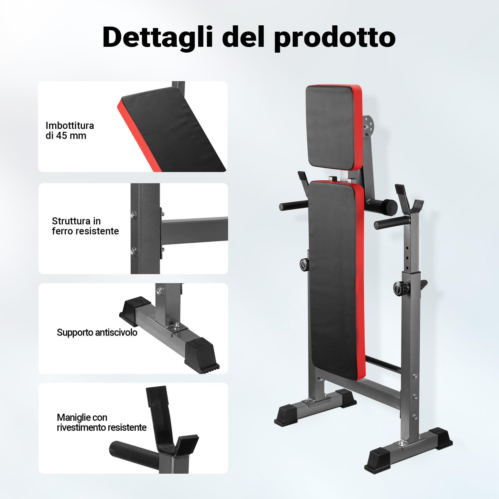 Wiltec Panca pesi 2in1 pieghevole 230 kg con bilanciere