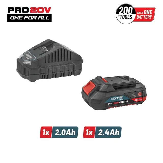 Bormann Pro BBP9920 starter kit 20V 2,0Ah caricatore
