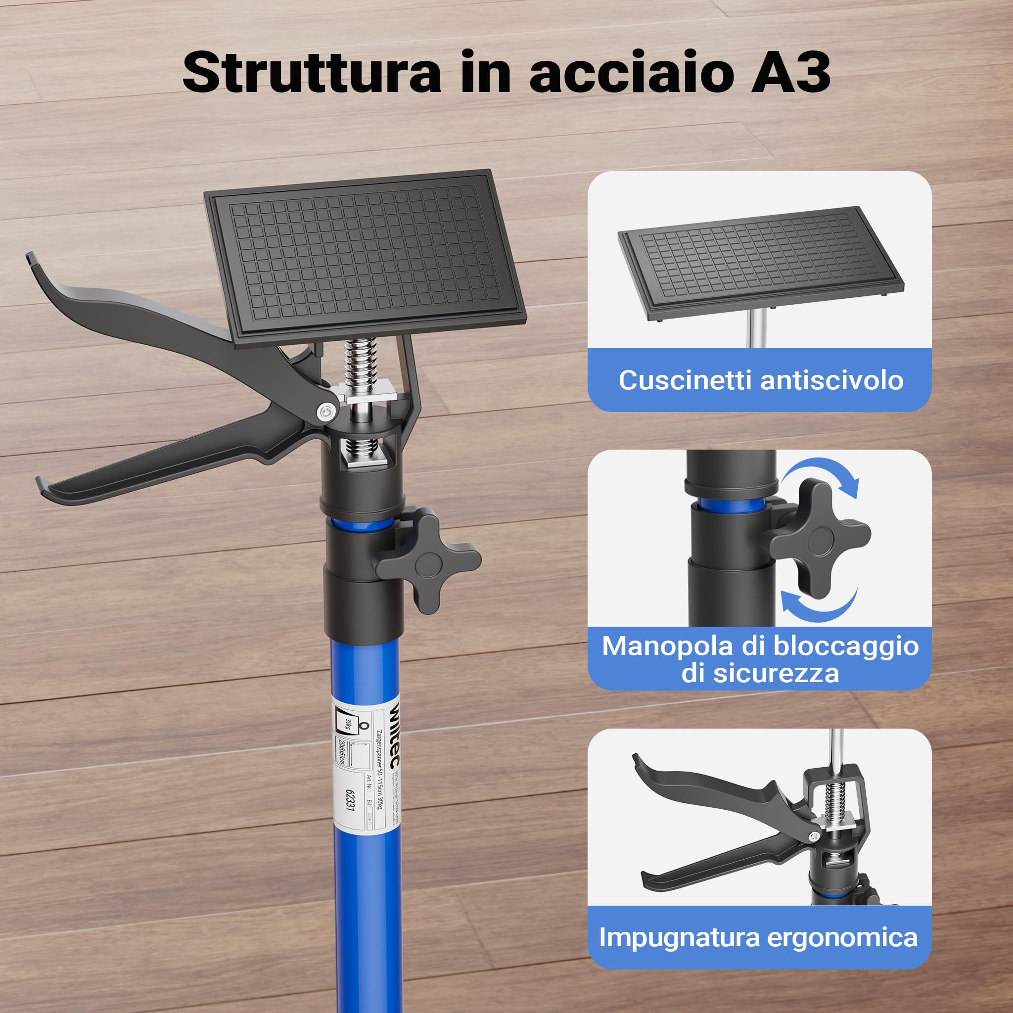 Wiltec Tenditori Controtelai Set 3 Pezzi 51-113 cm 30 kg