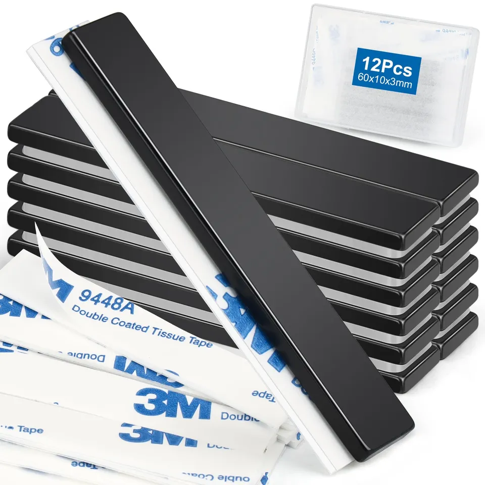 Wzone magneti neodimio autoadesivi 60x10x3 12 pezzi neri