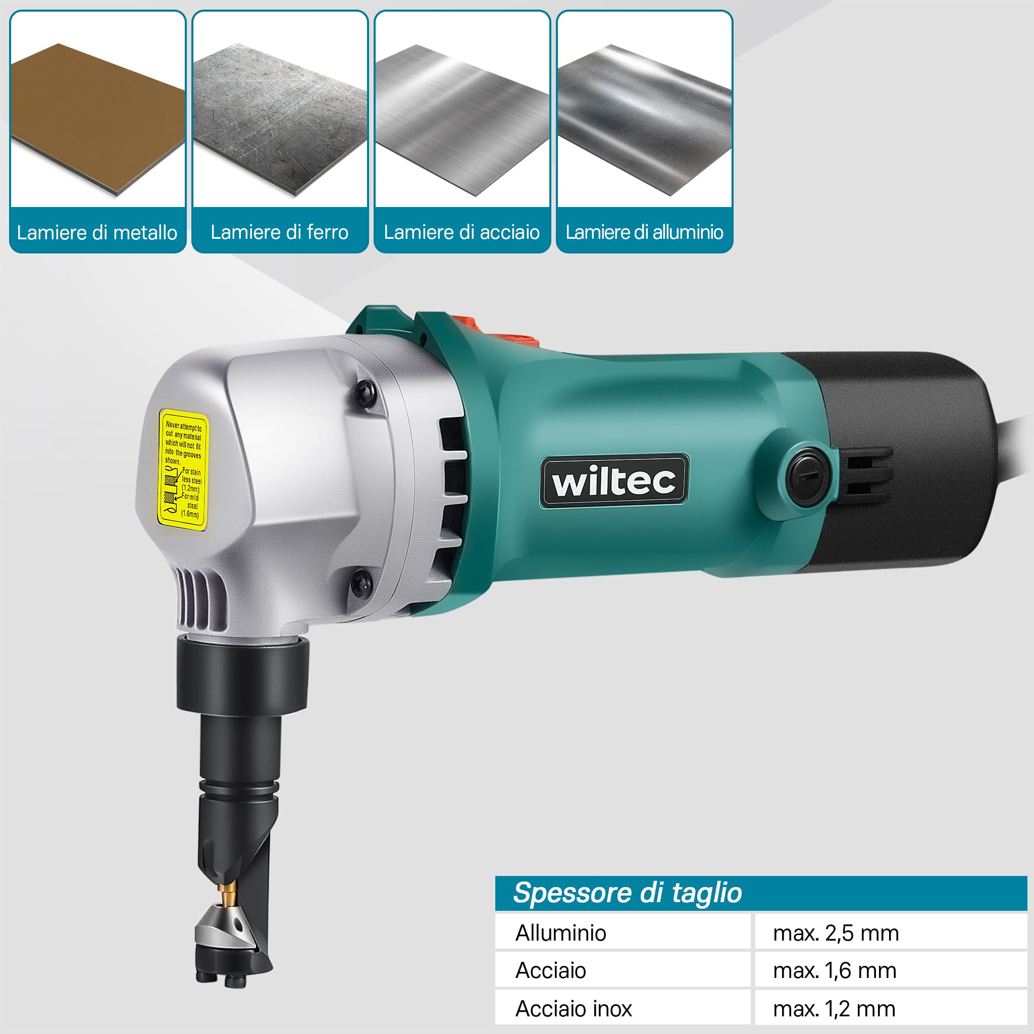 Wiltec Roditrice Lamiera 500 W Taglio 2,5 mm 360°