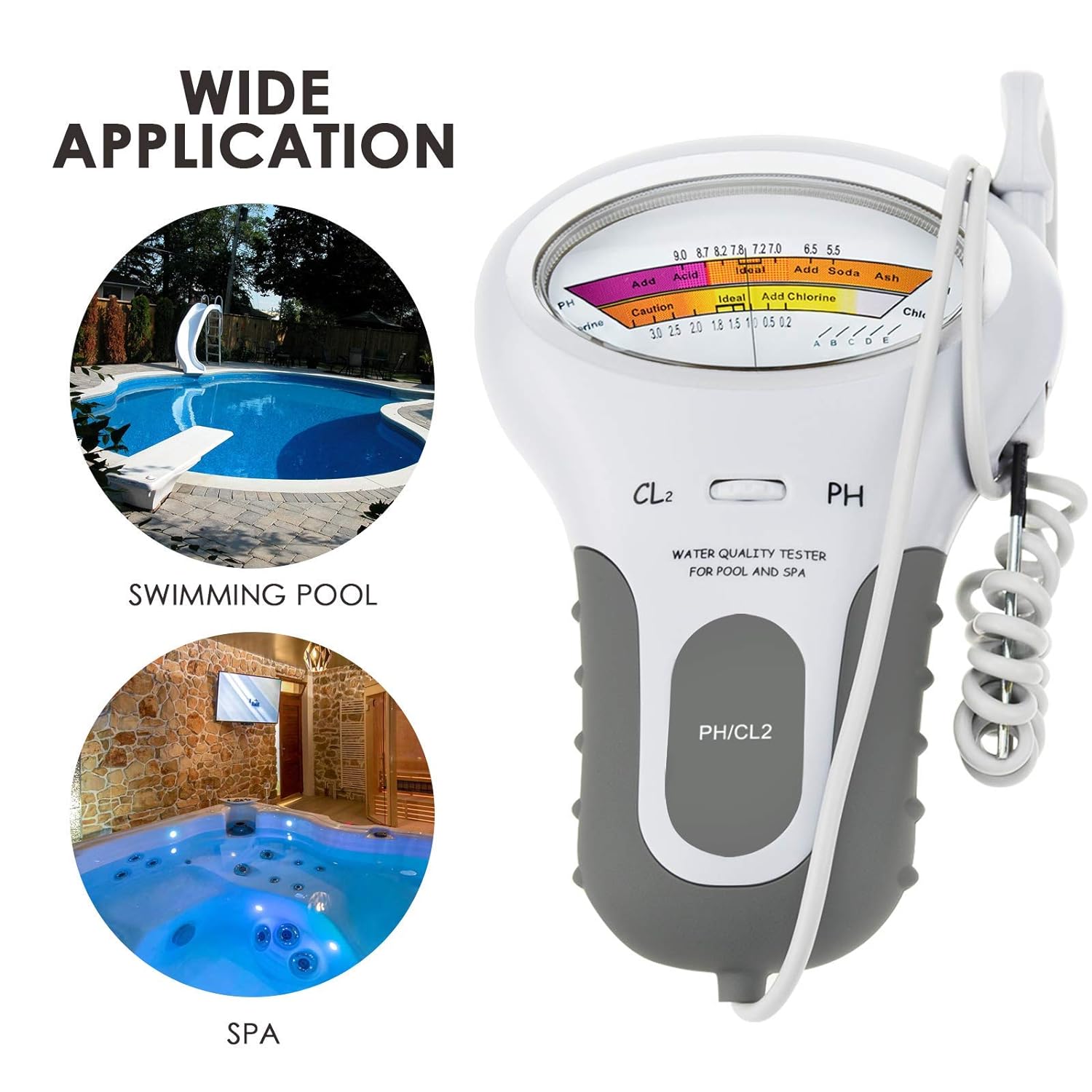 Tilswall Tester Piscina pH Cloro 2 in 1 Elettronico
