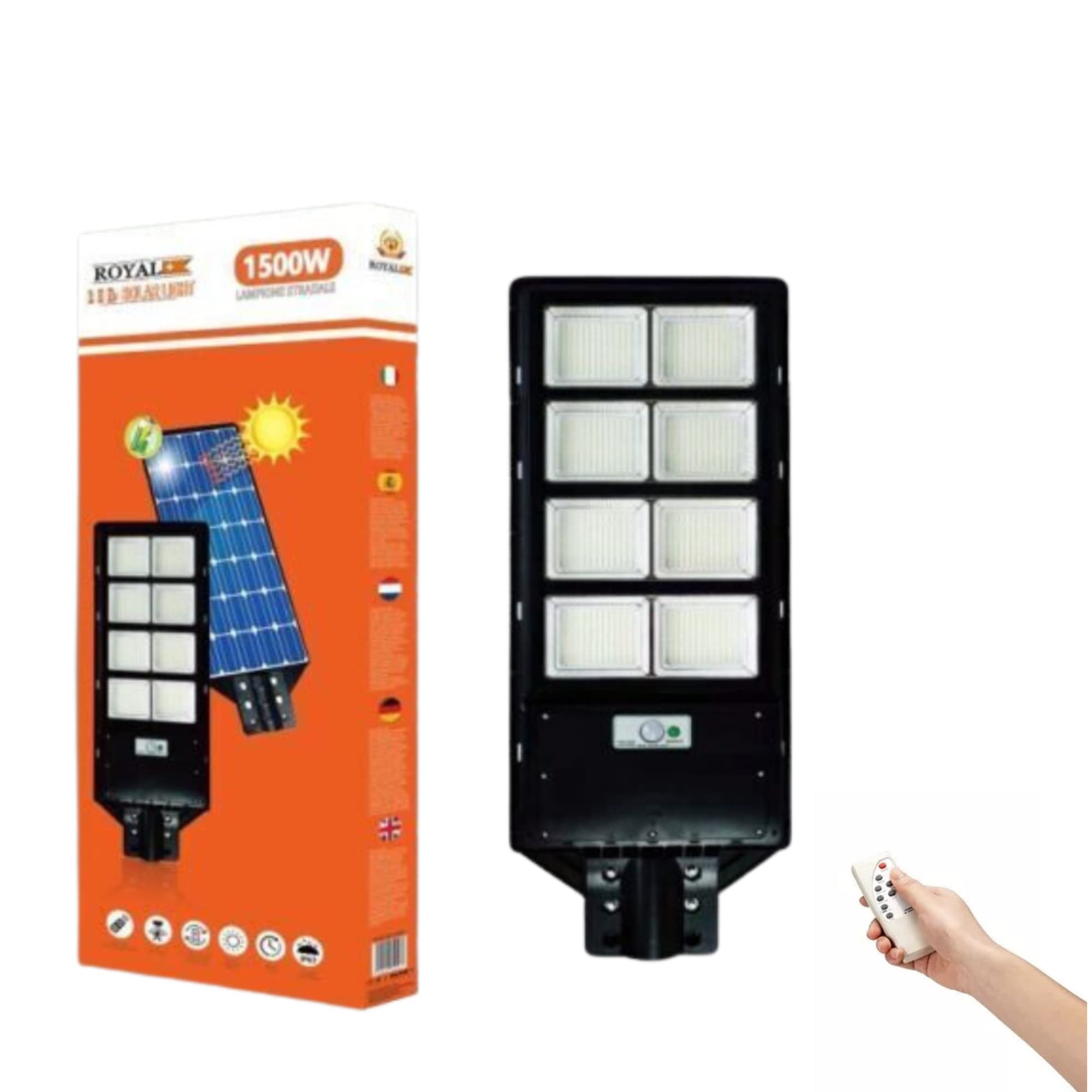 DE ROSA SHOP Lampione Solare LED 1500W 6500K con Telecomando