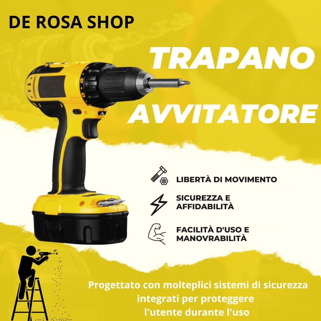 DE ROSA SHOP Kit 3 in 1 trapano smerigliatrice avvitatore impulsi