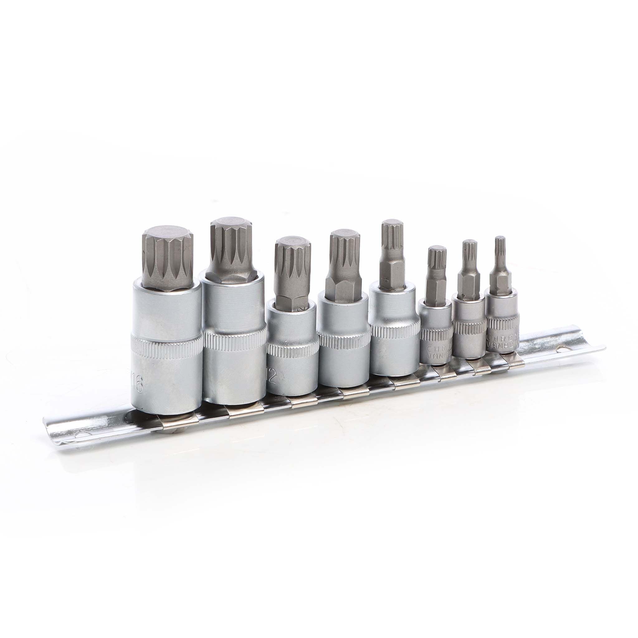 Wiltec Set Bussole XZN 8 Pezzi M4-M16 Acciaio Cr-V
