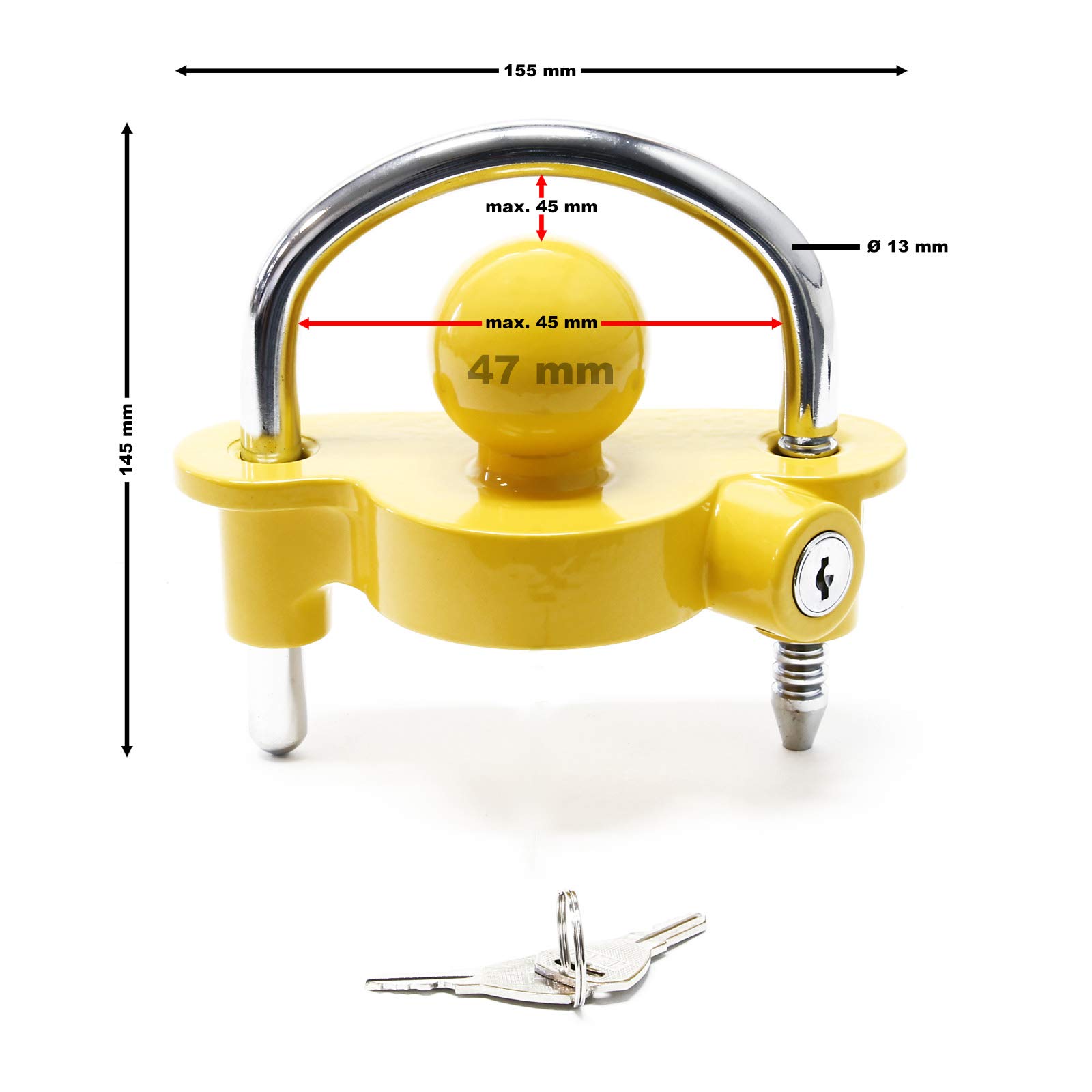 Wiltec Lucchetto rimorchio 50 mm giallo antifurto
