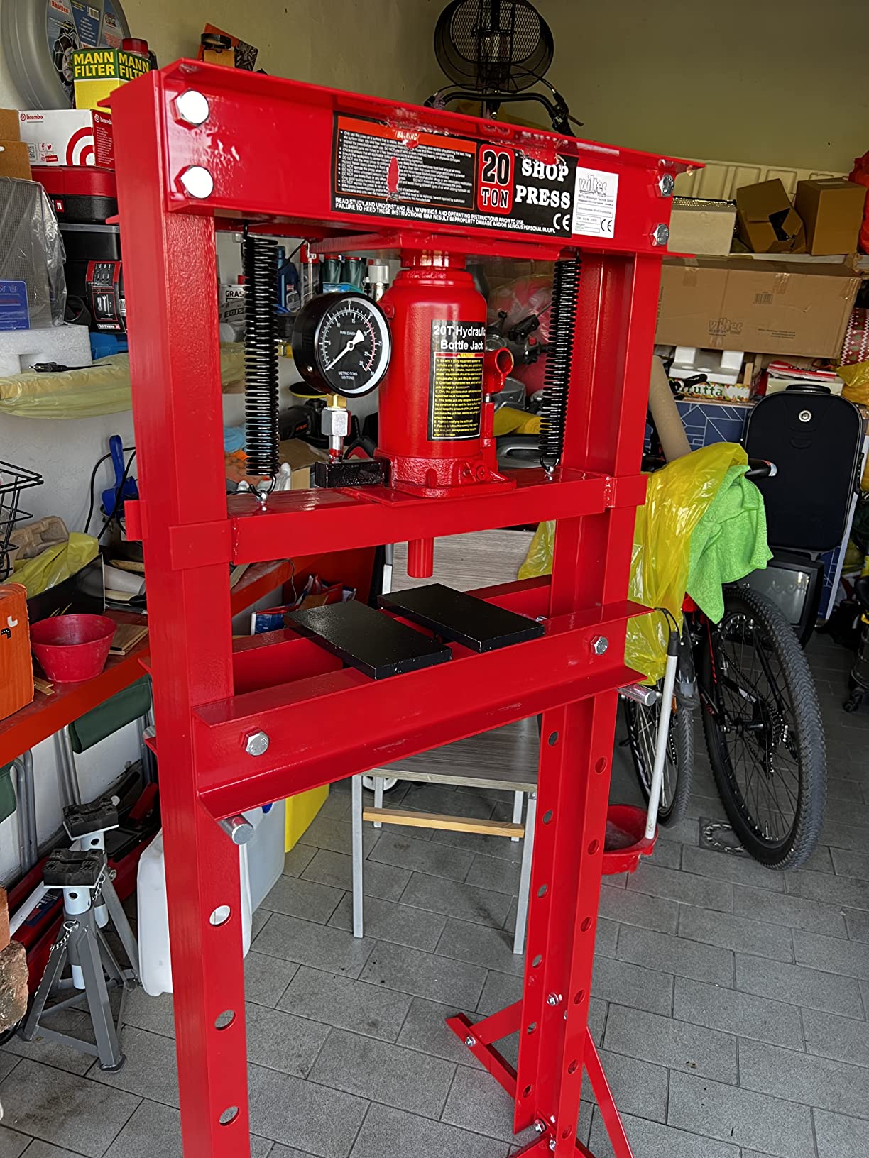 Wiltec Pressa Idraulica 20t con Manometro da Officina