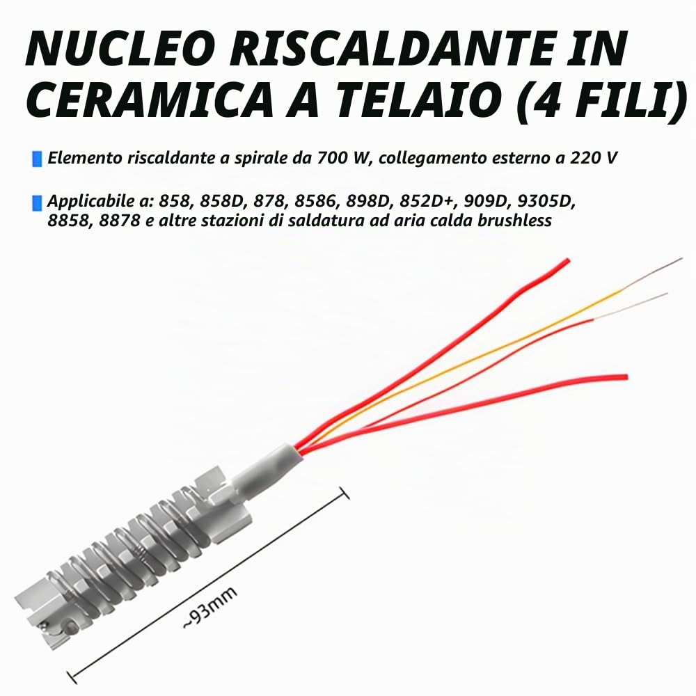 Weytoll Pistola Aria Calda 600W 550°C Display LCD 7 Ugelli