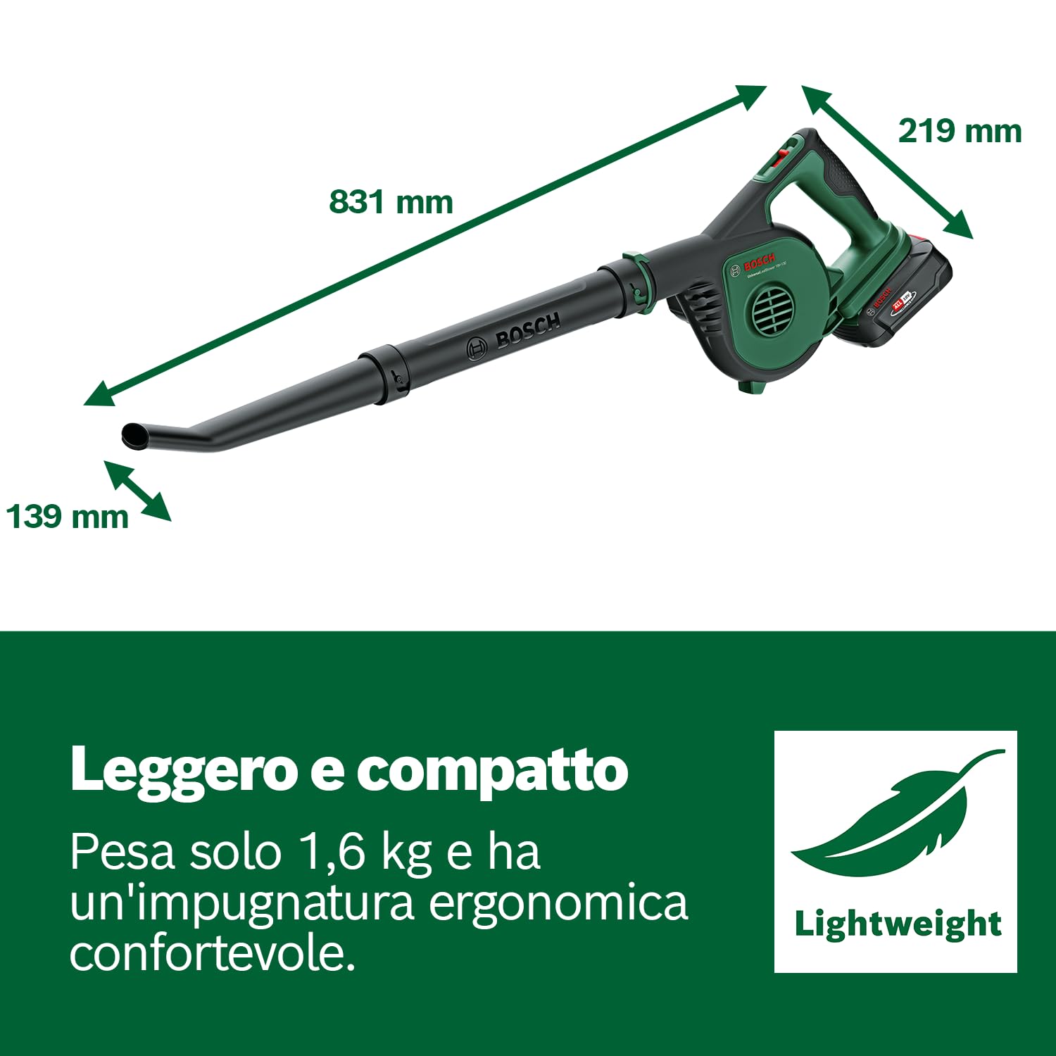 Bosch UniversalLeafBlower 18V-130 soffiatore batteria 2,5 Ah