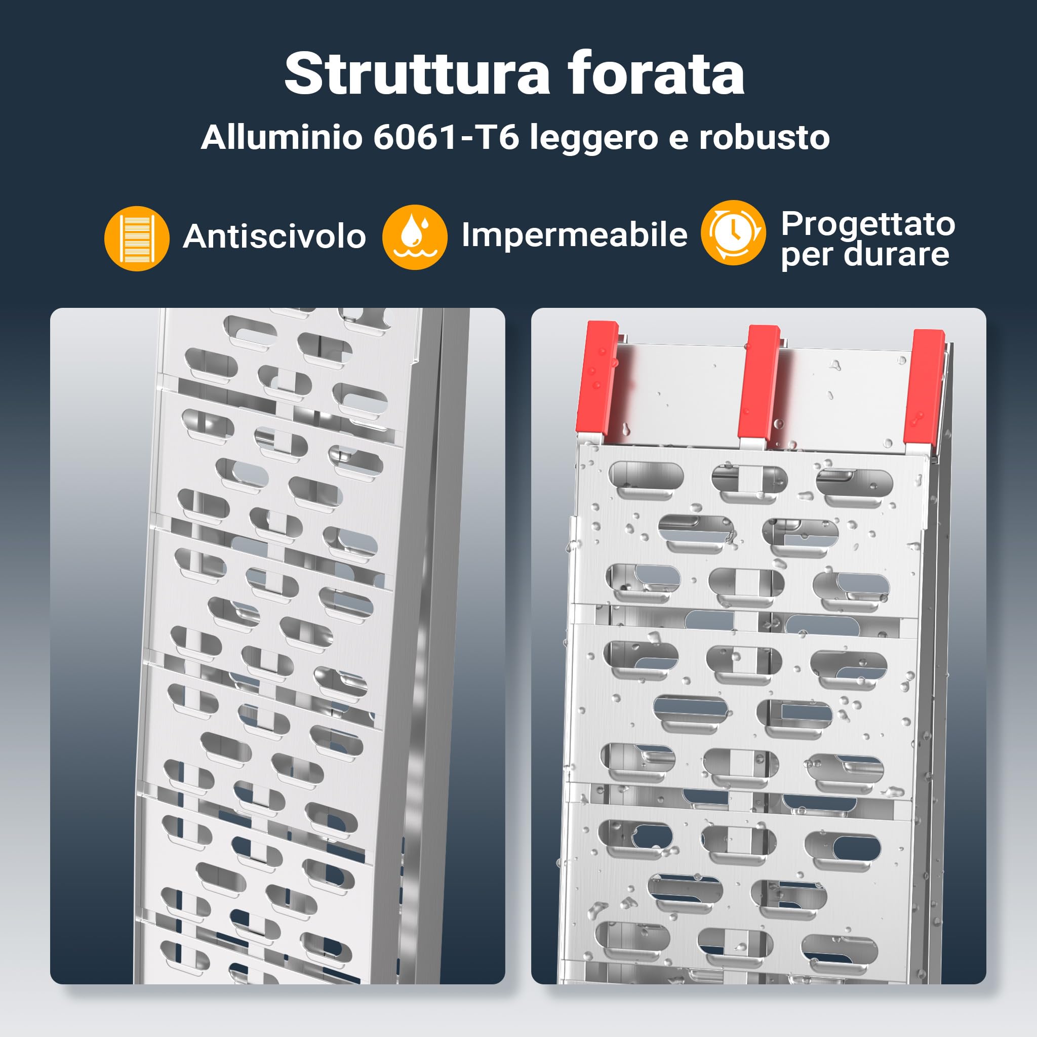Wiltec Rampa di Carico 223 cm 340 kg Alluminio Pieghevole