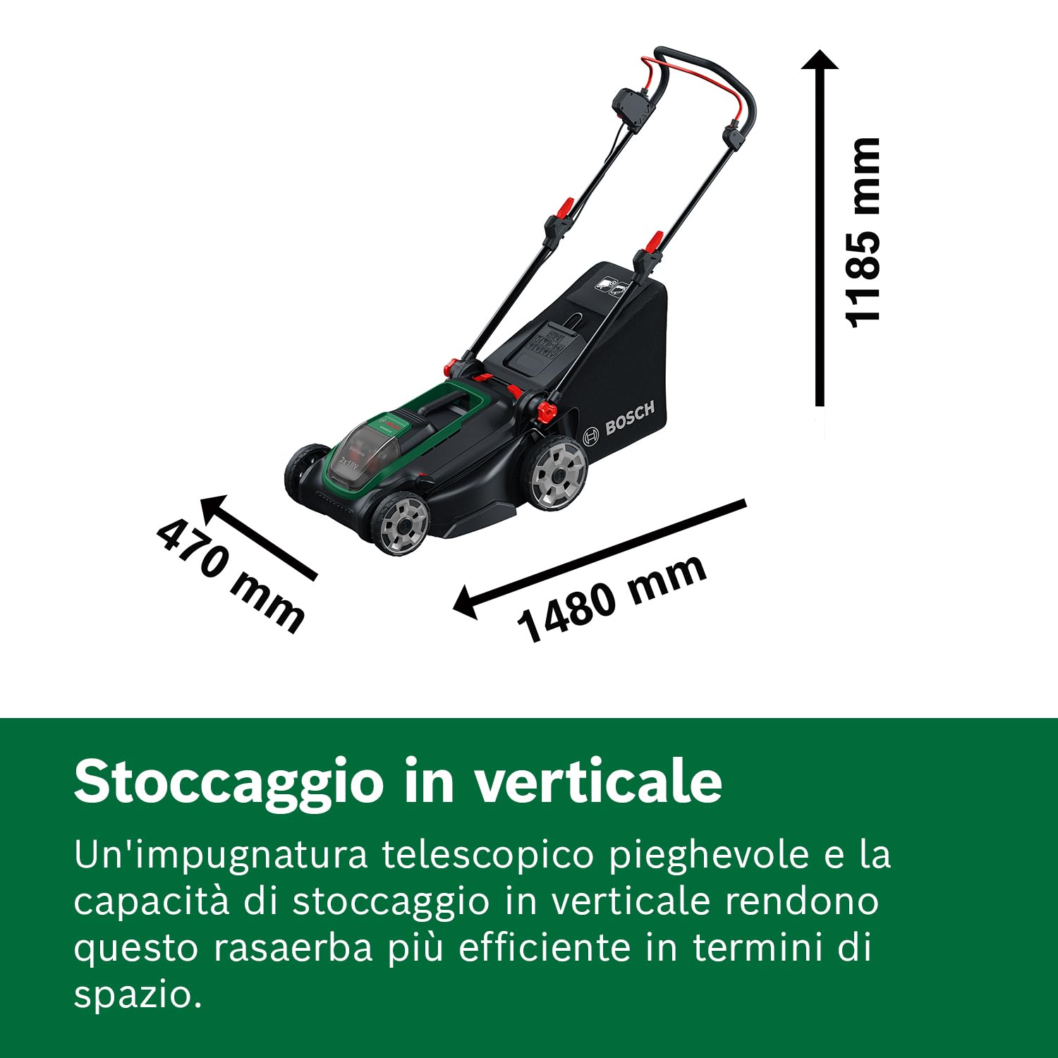 Bosch Rotak 18V2-43 rasaerba batteria 2x4.0Ah brushless