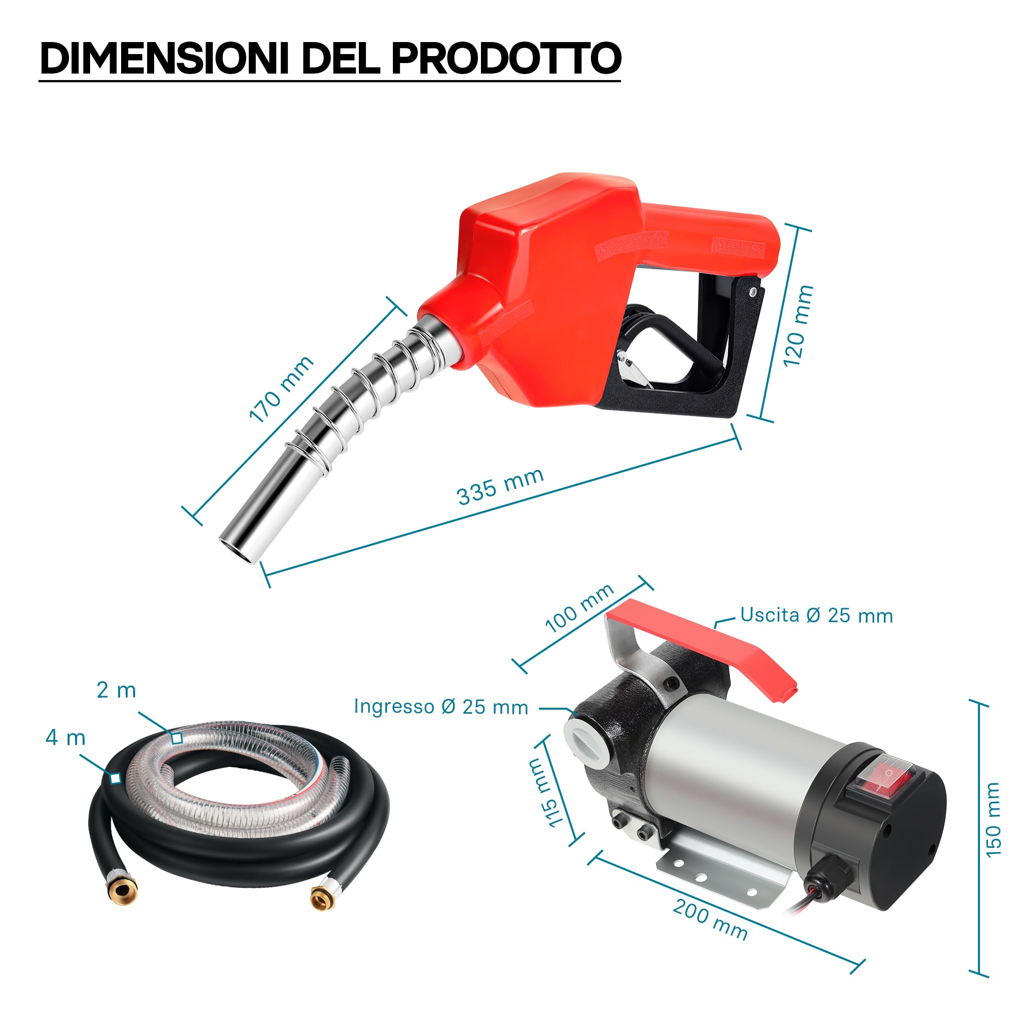 Wiltec pompa travaso gasolio 12V 40 l/min con pistola