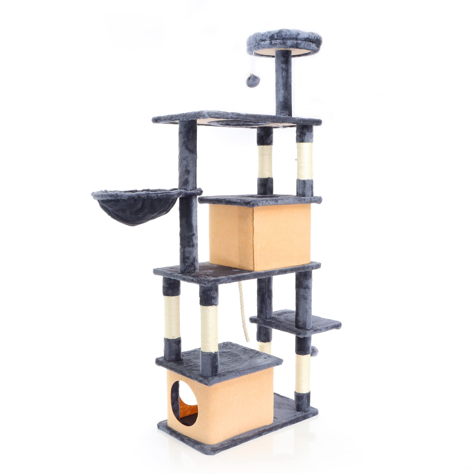 Fudajo Albero Tiragraffi Gatti Grigio Scuro 161 cm Sisal