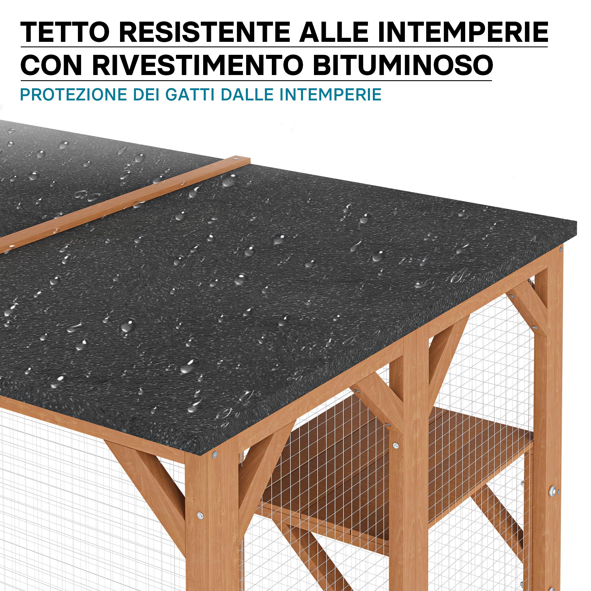 Wiltec Recinto gatti esterno 180x80x111,8 cm 3 piani