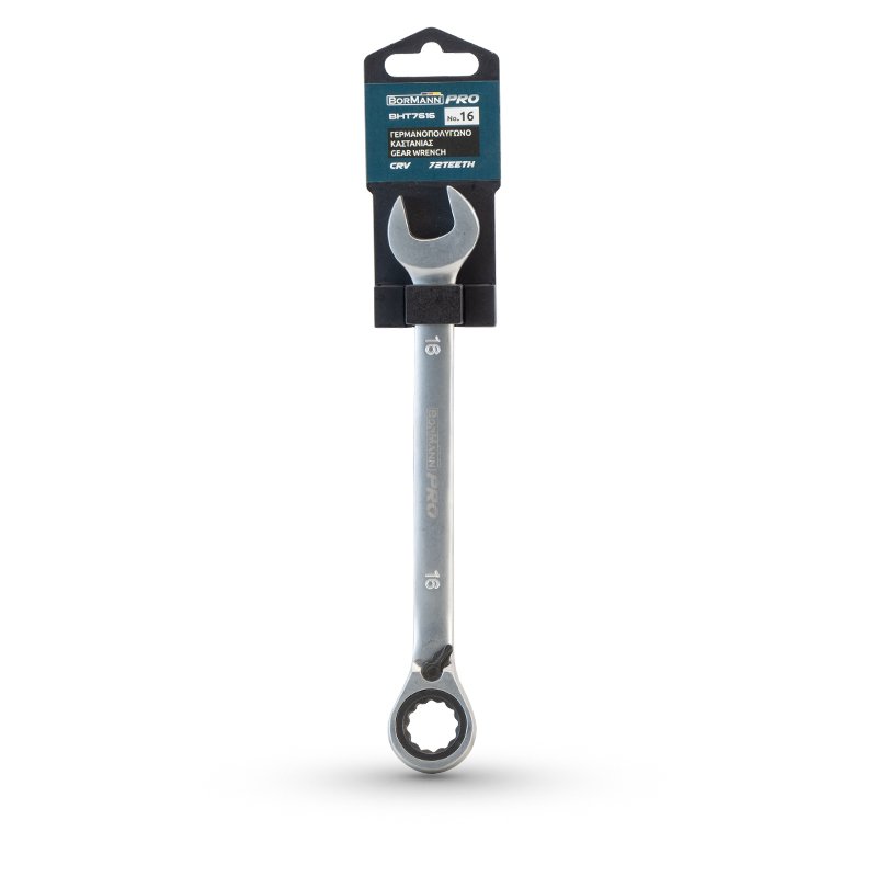 Bormann Chiave Combinata a Cricchetto 16mm Reversibile Cr-V