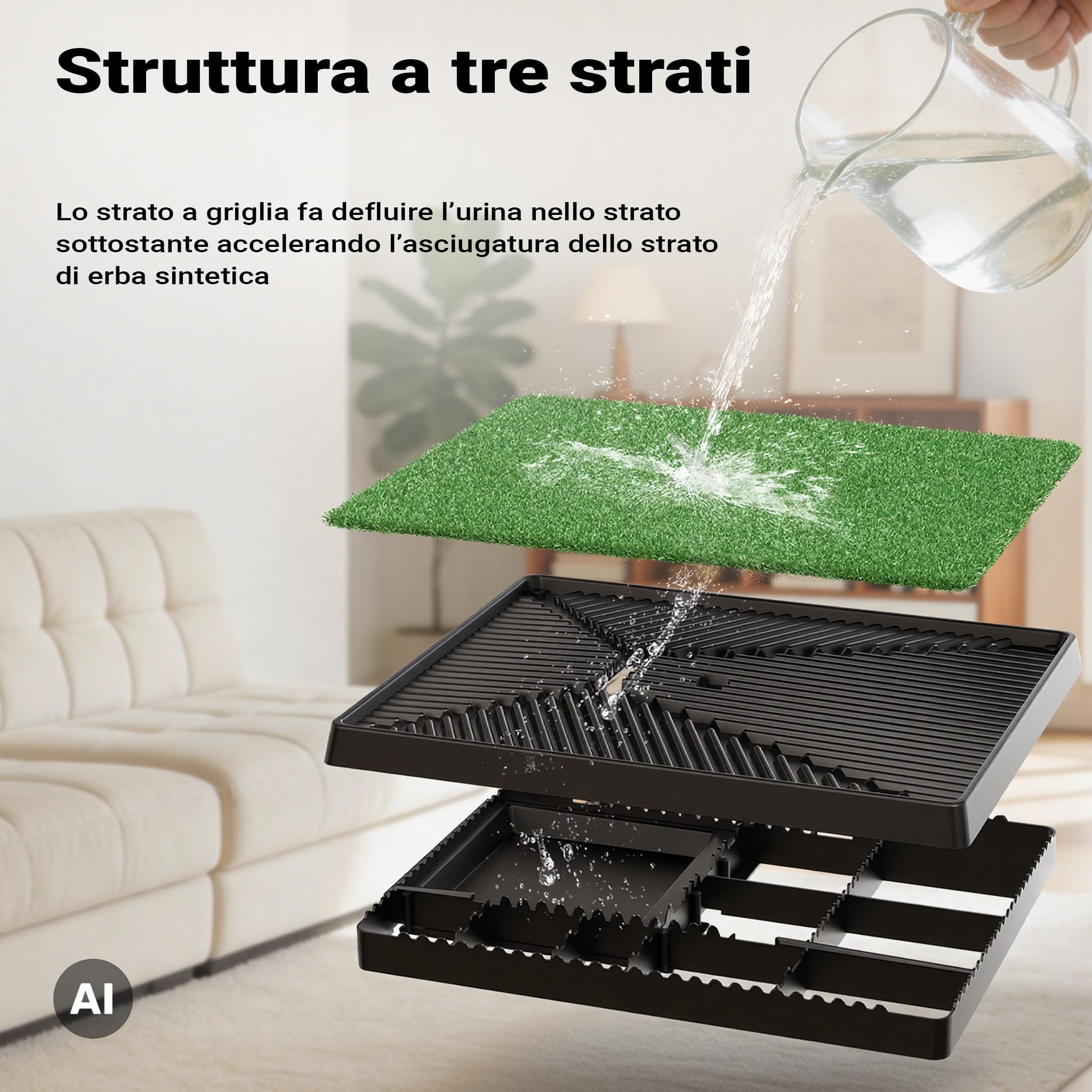 Wiltec Fudajo Toilette per Cani Erba Sintetica 63x51 cm a 3 strati