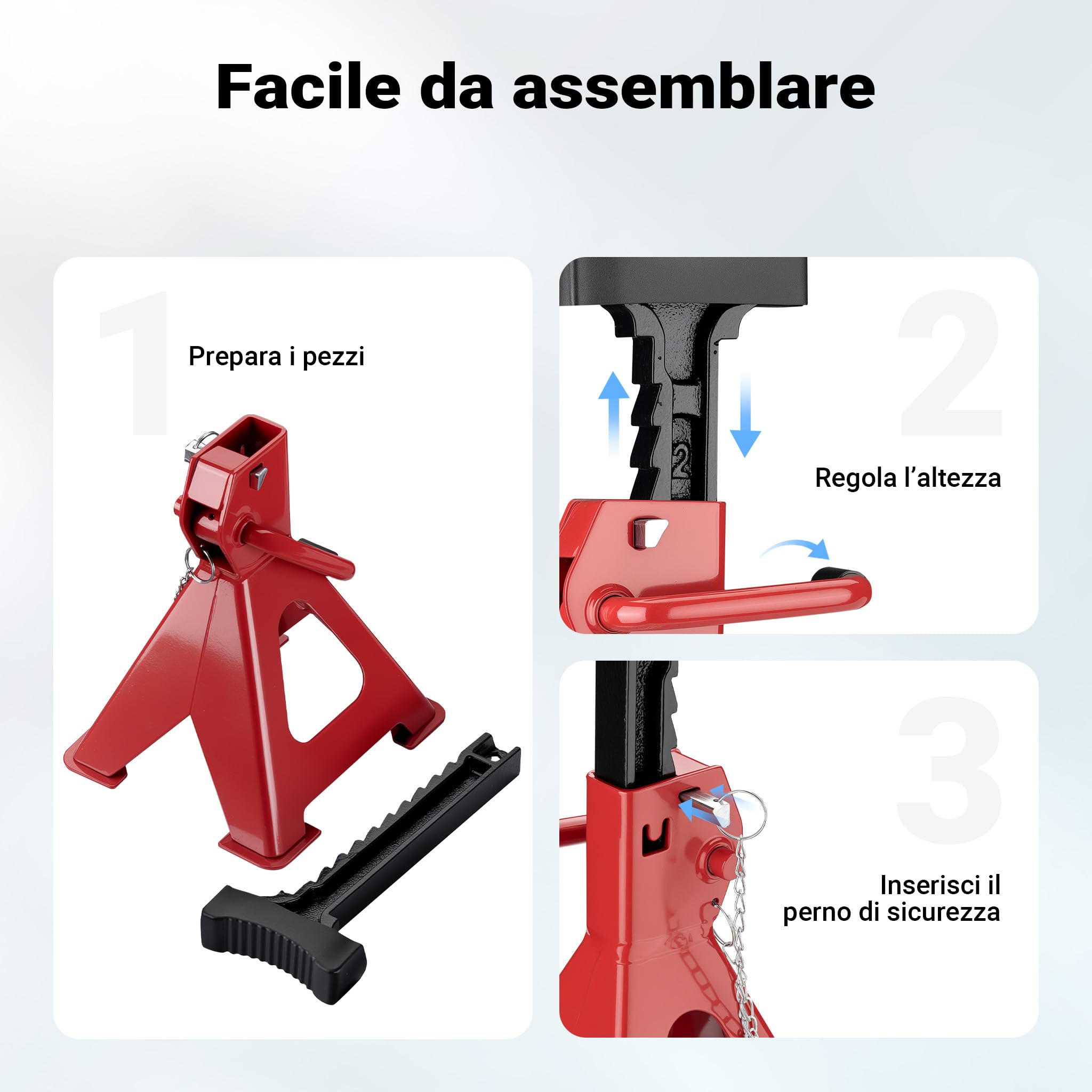 Wiltec Cavalletti Auto 3t Set 2pz 29-42,5cm con Perno
