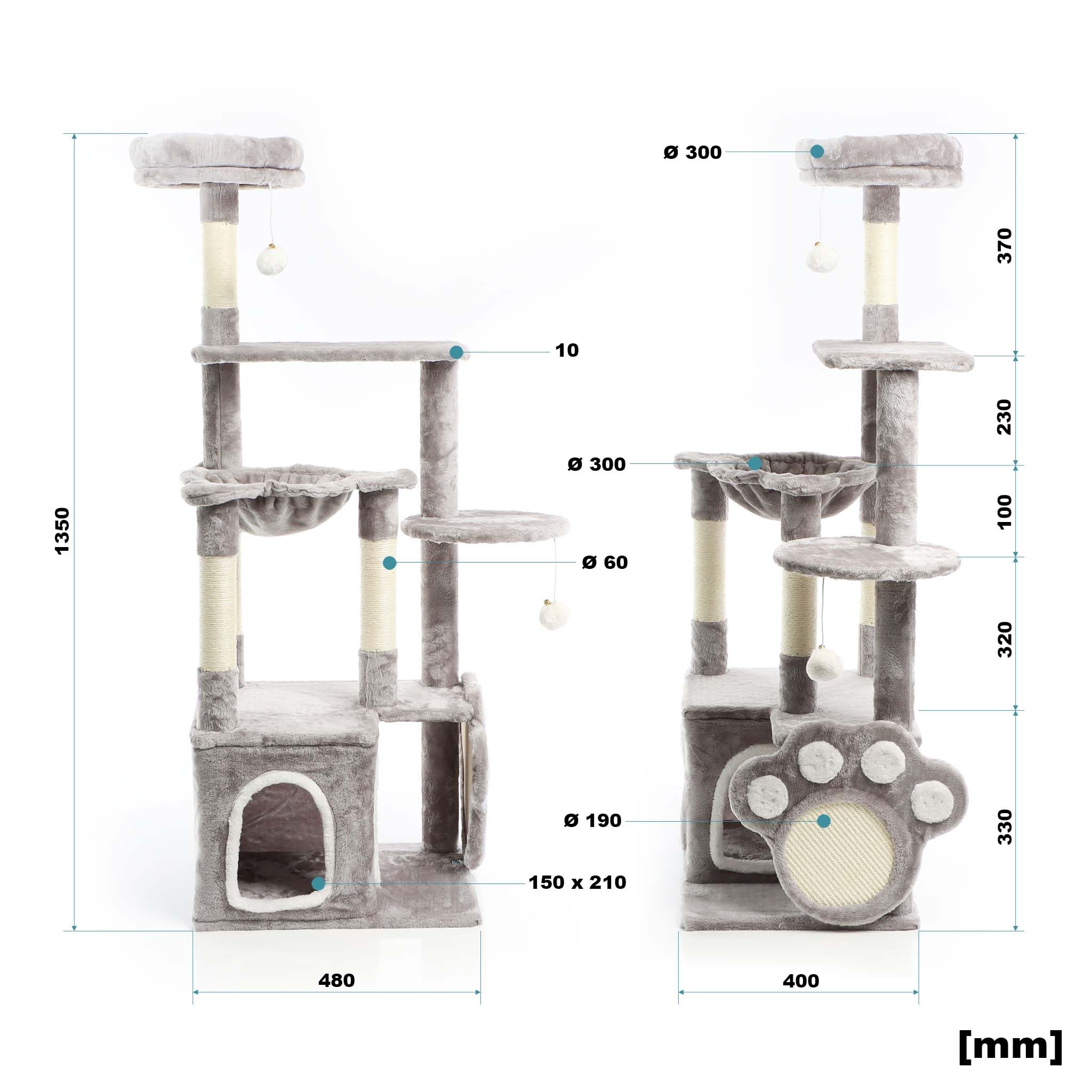Fudajo Albero Tiragraffi Gatti Grigio 135cm Zampa