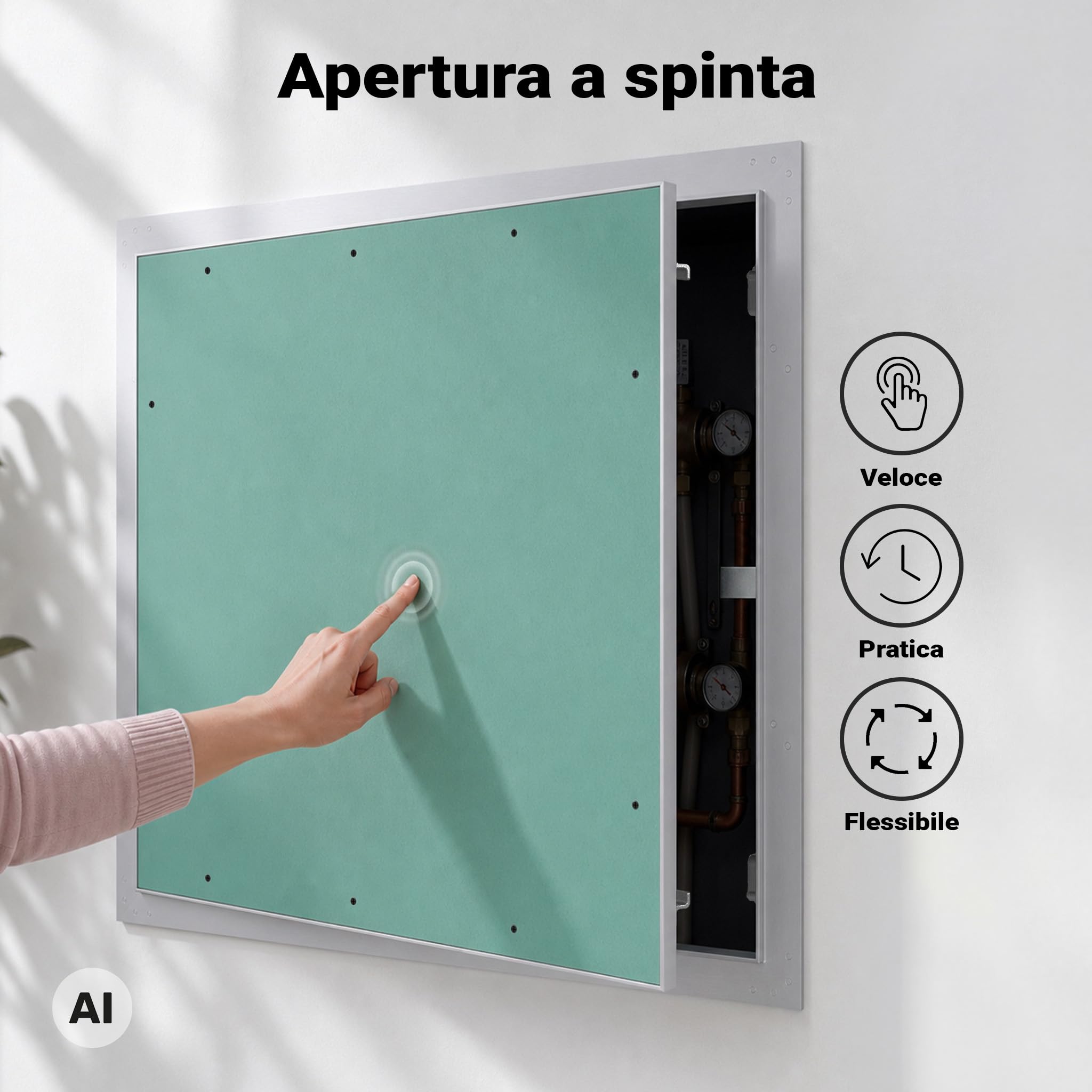 Wiltec Sportello Ispezione 60x60cm Alluminio Cartongesso 12,5mm
