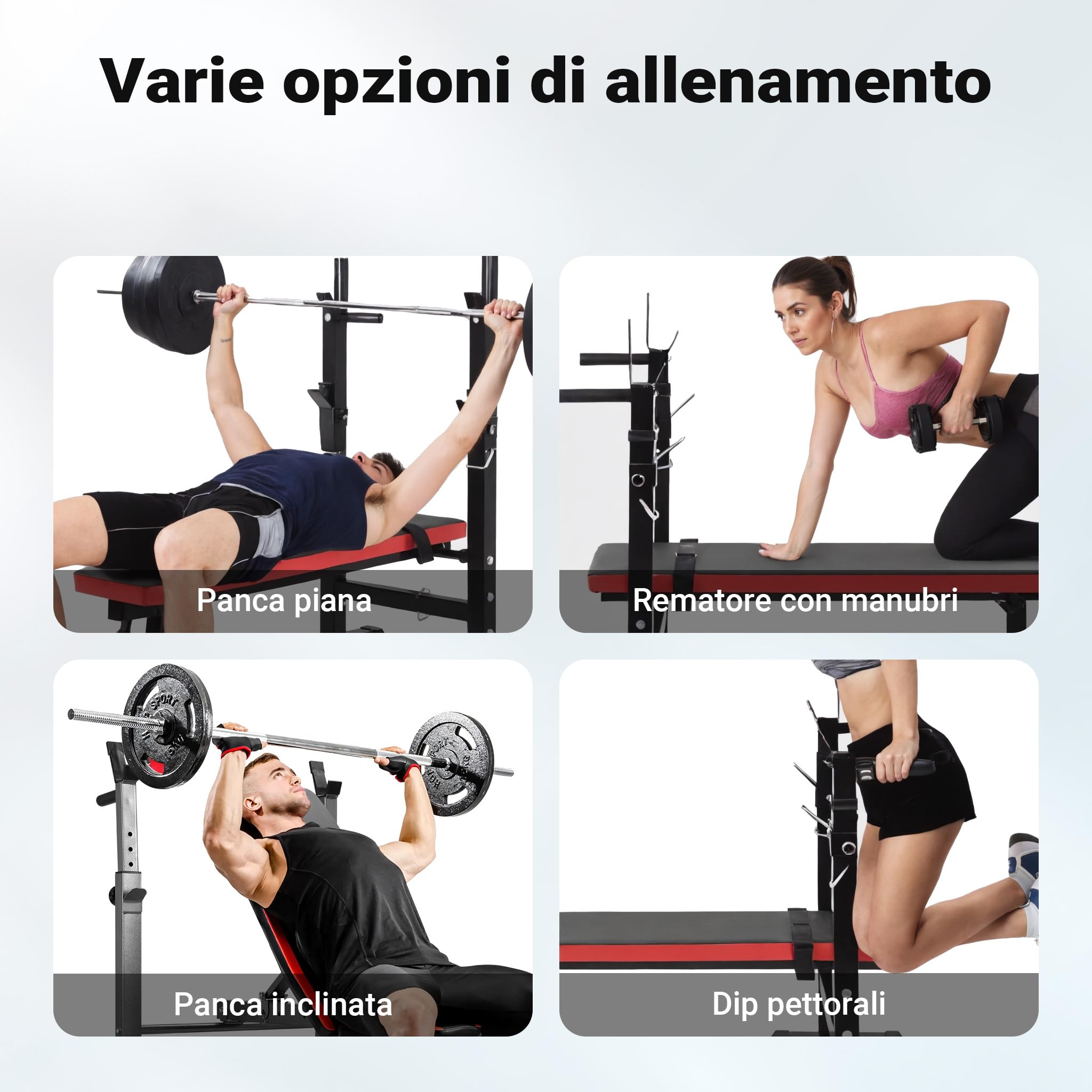 Wiltec Panca pesi 2in1 pieghevole 230 kg con bilanciere