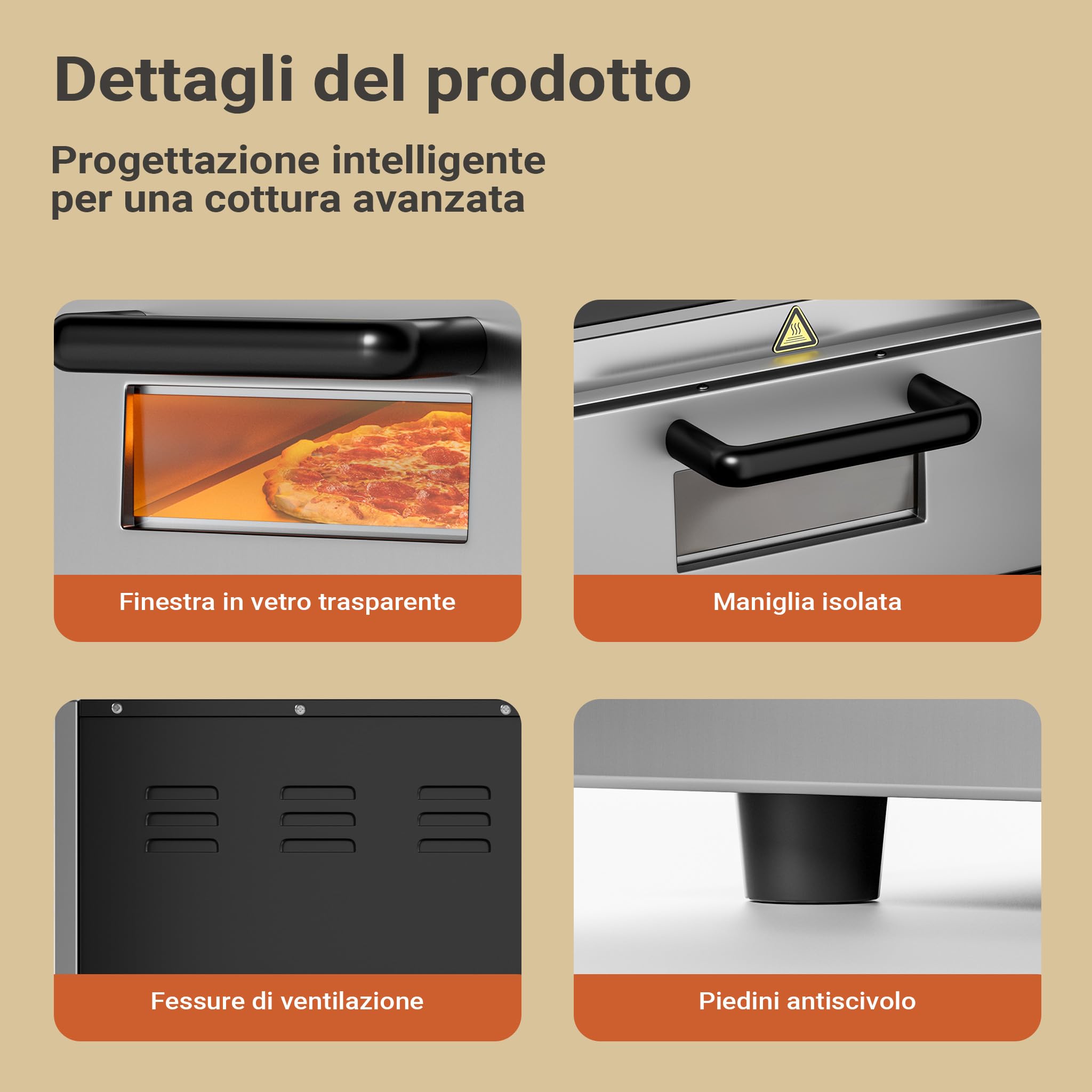 Wiltec Forno pizza elettrico 2 livelli 3000W 350°C