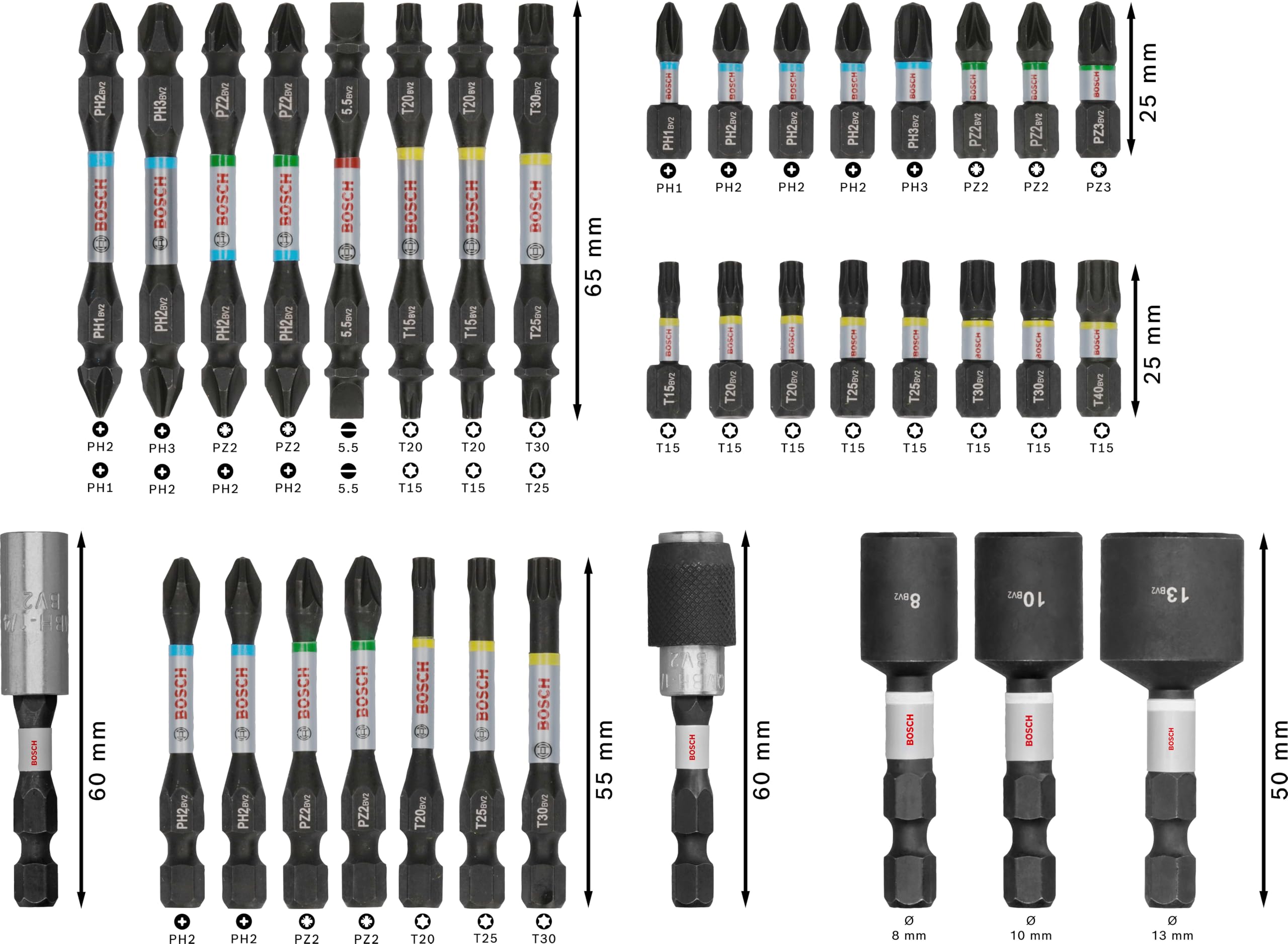 Bosch Pro Impact set bit avvitamento 36 pz extra resistenti