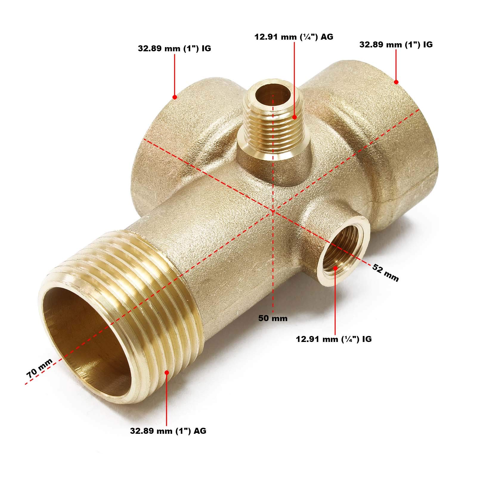 Wiltec Raccordo 5 Vie DN25 Raccordo Ottone Autoclave 1"