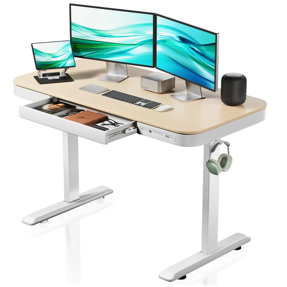 Wiltec Scrivania Motorizzata Regolabile USB 60 kg