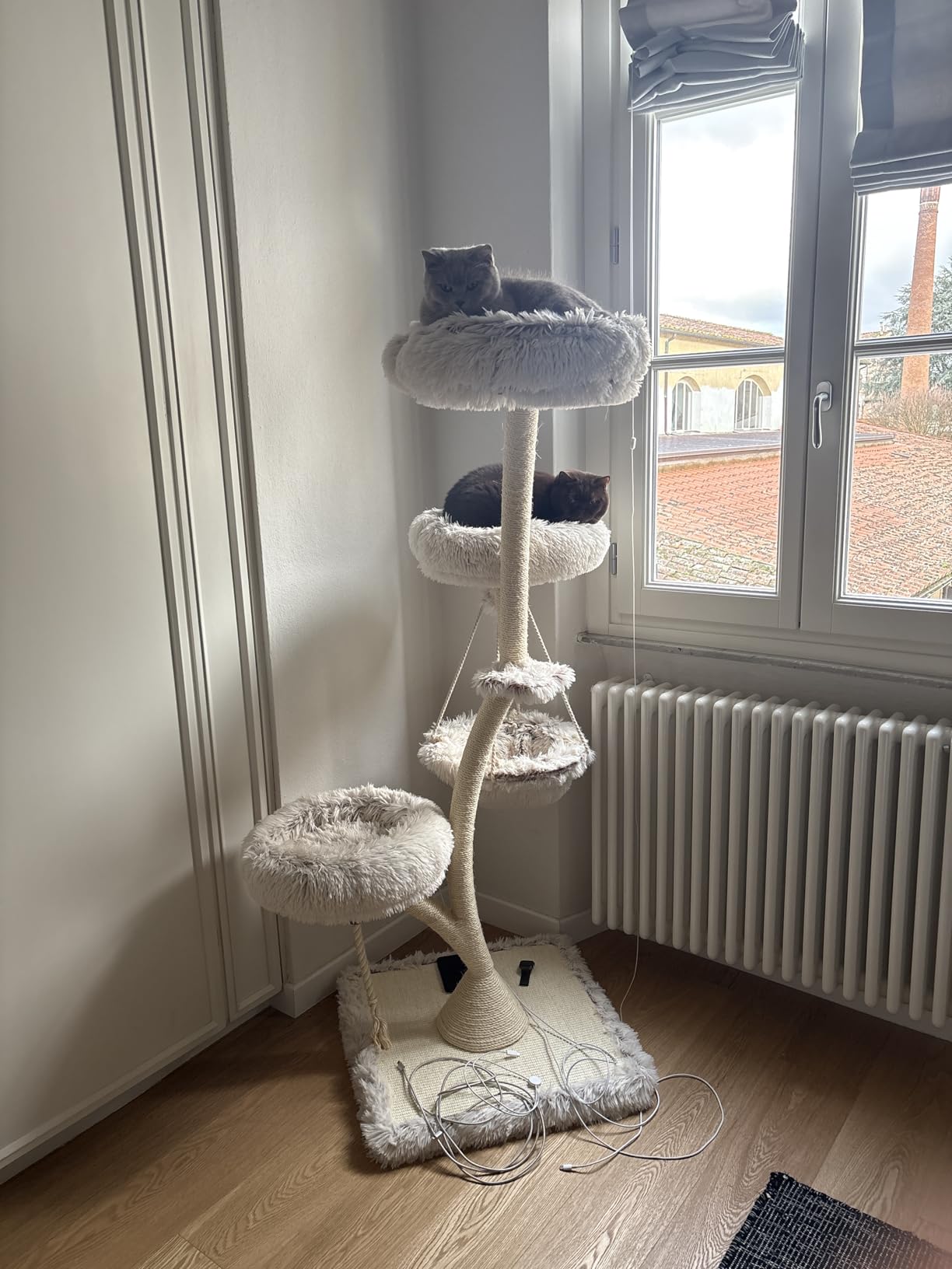Fudajo Albero Tiragraffi Gatti 125 cm Beige 3 Piattaforme