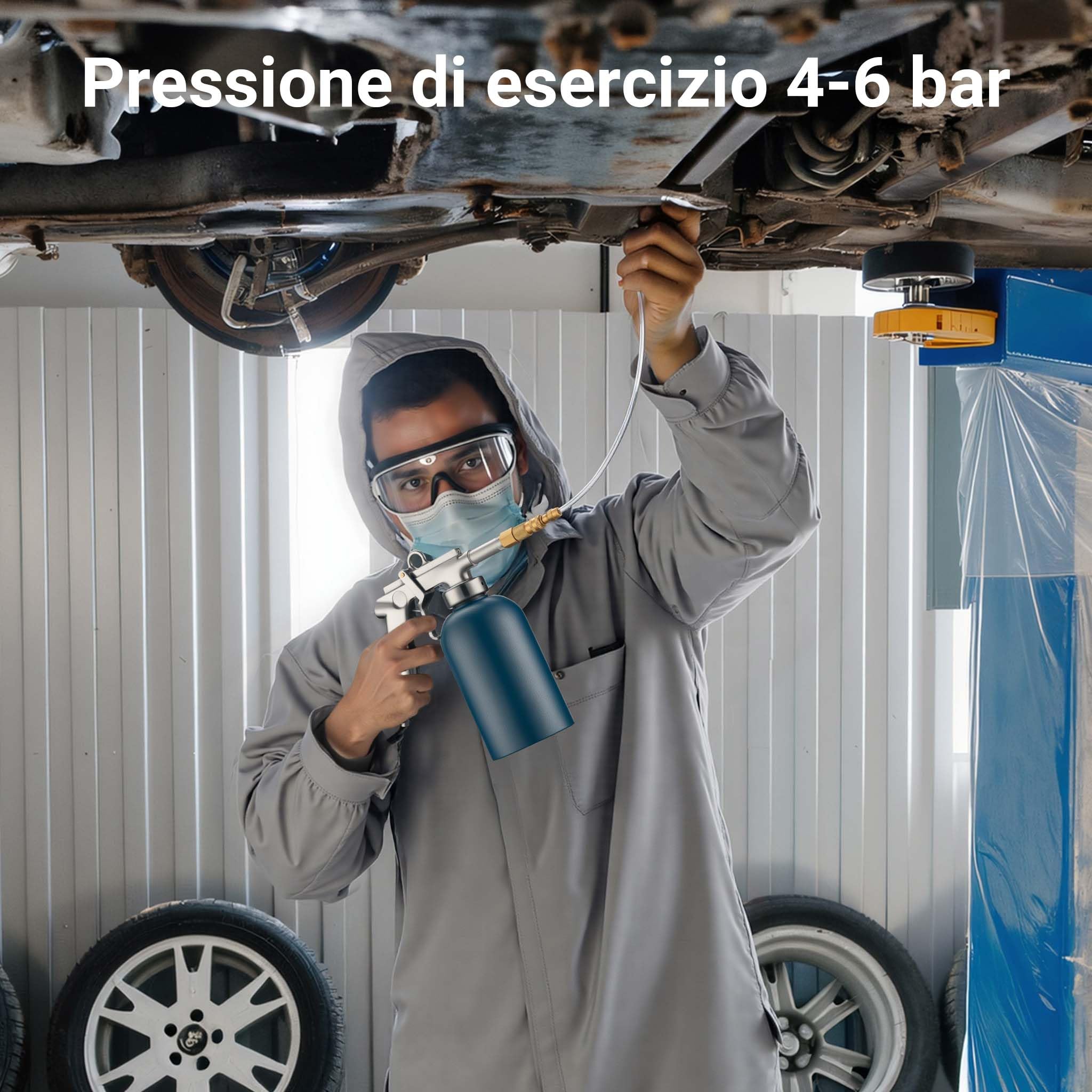Wiltec Pistola a spruzzo 1100ml sottoscocca 4-6 bar