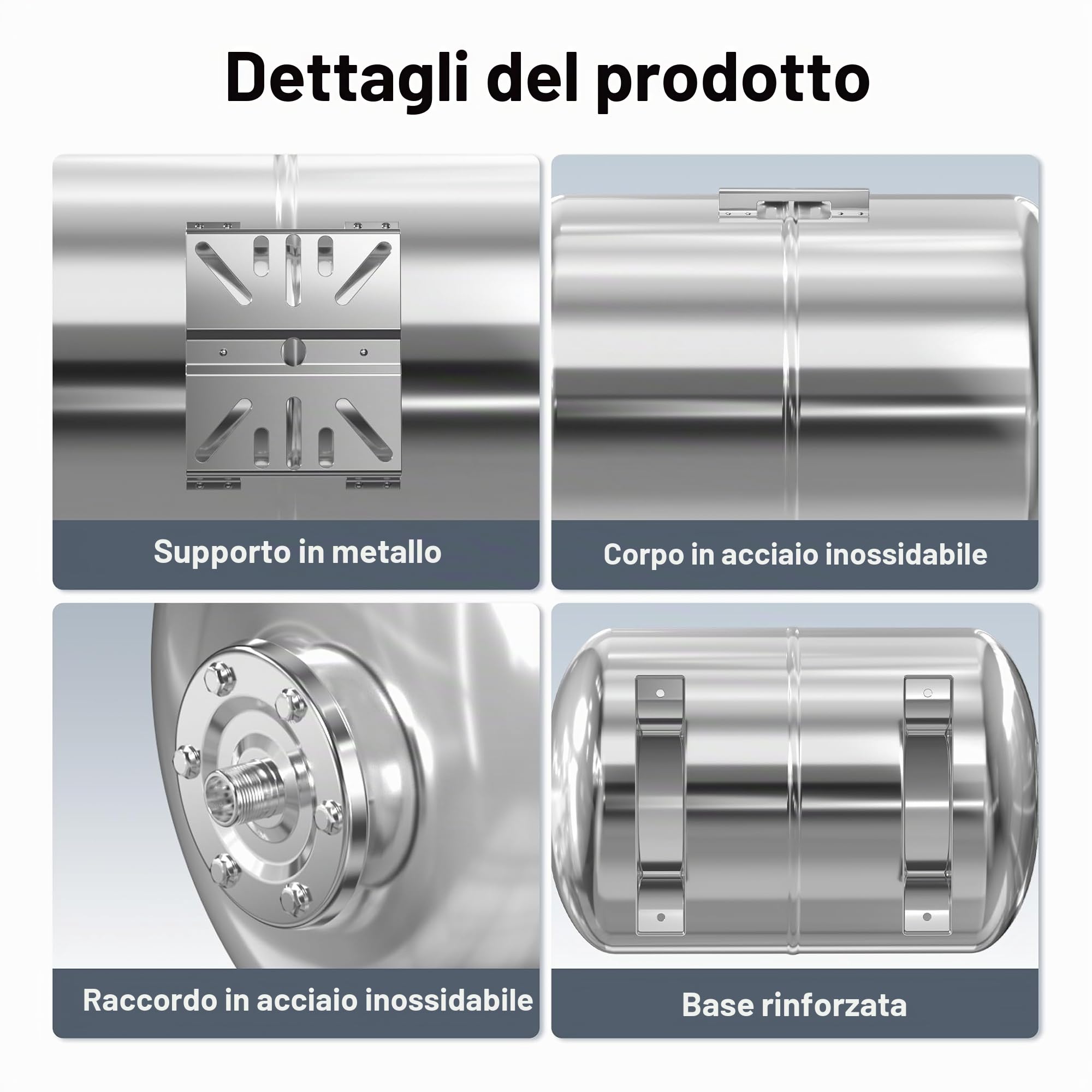 Wiltec Vaso di espansione 50 L orizzontale inox EPDM