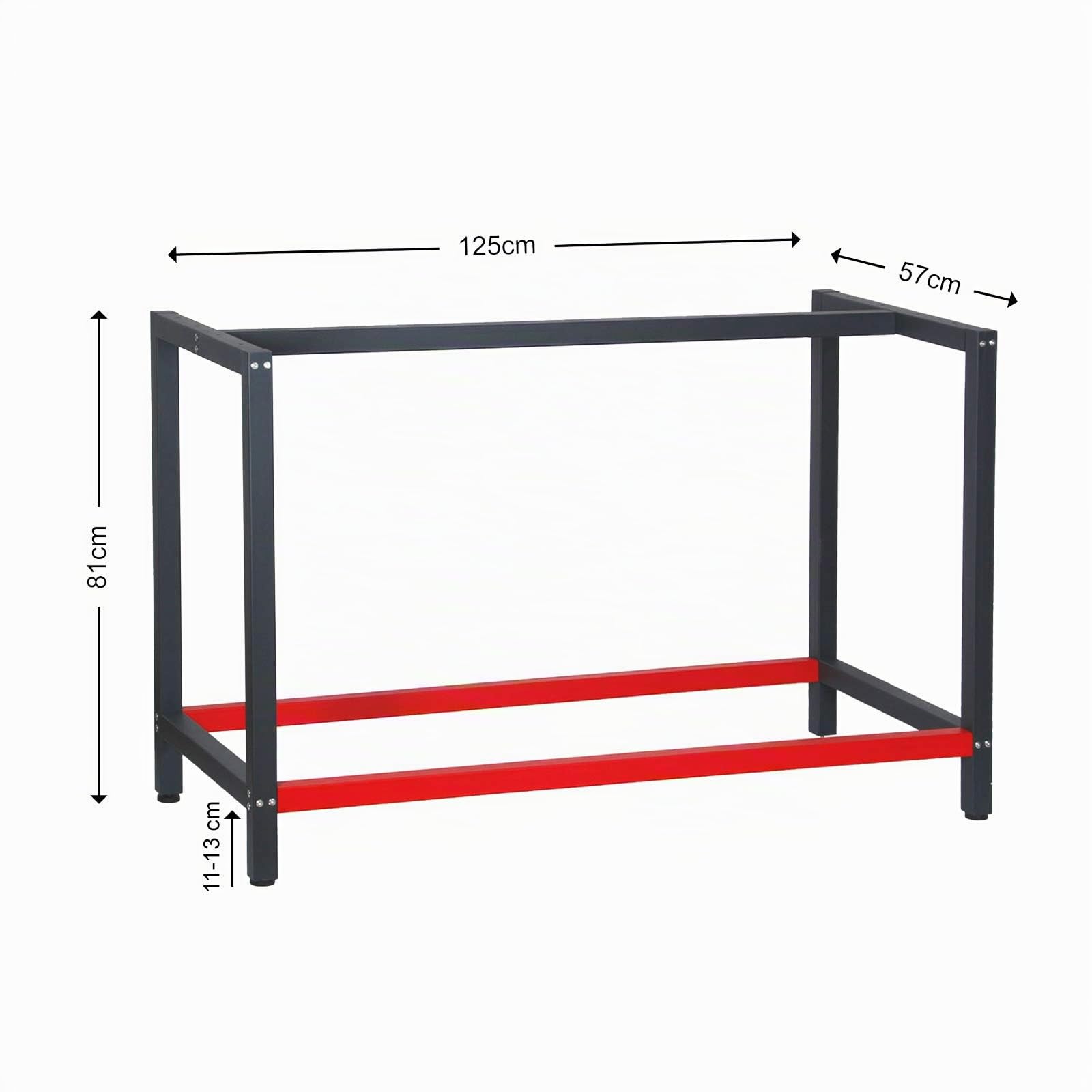 Wiltec Telaio banco lavoro acciaio 125x57x81 cm antracite