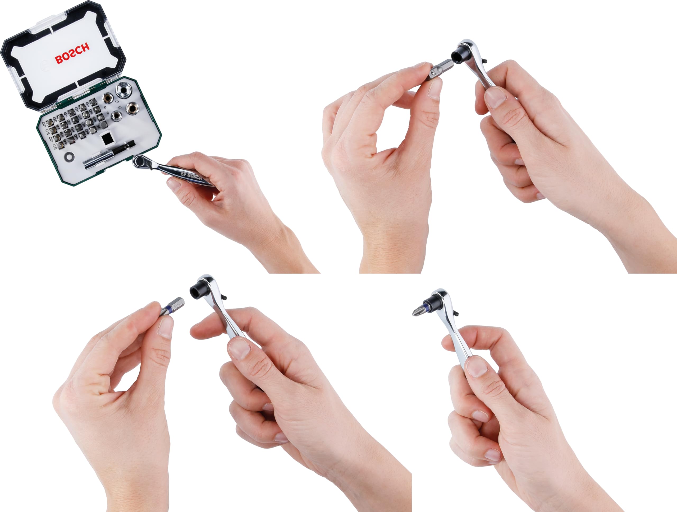 Bosch Set 26 Bit Avvitamento con Cricchetto e Bussole