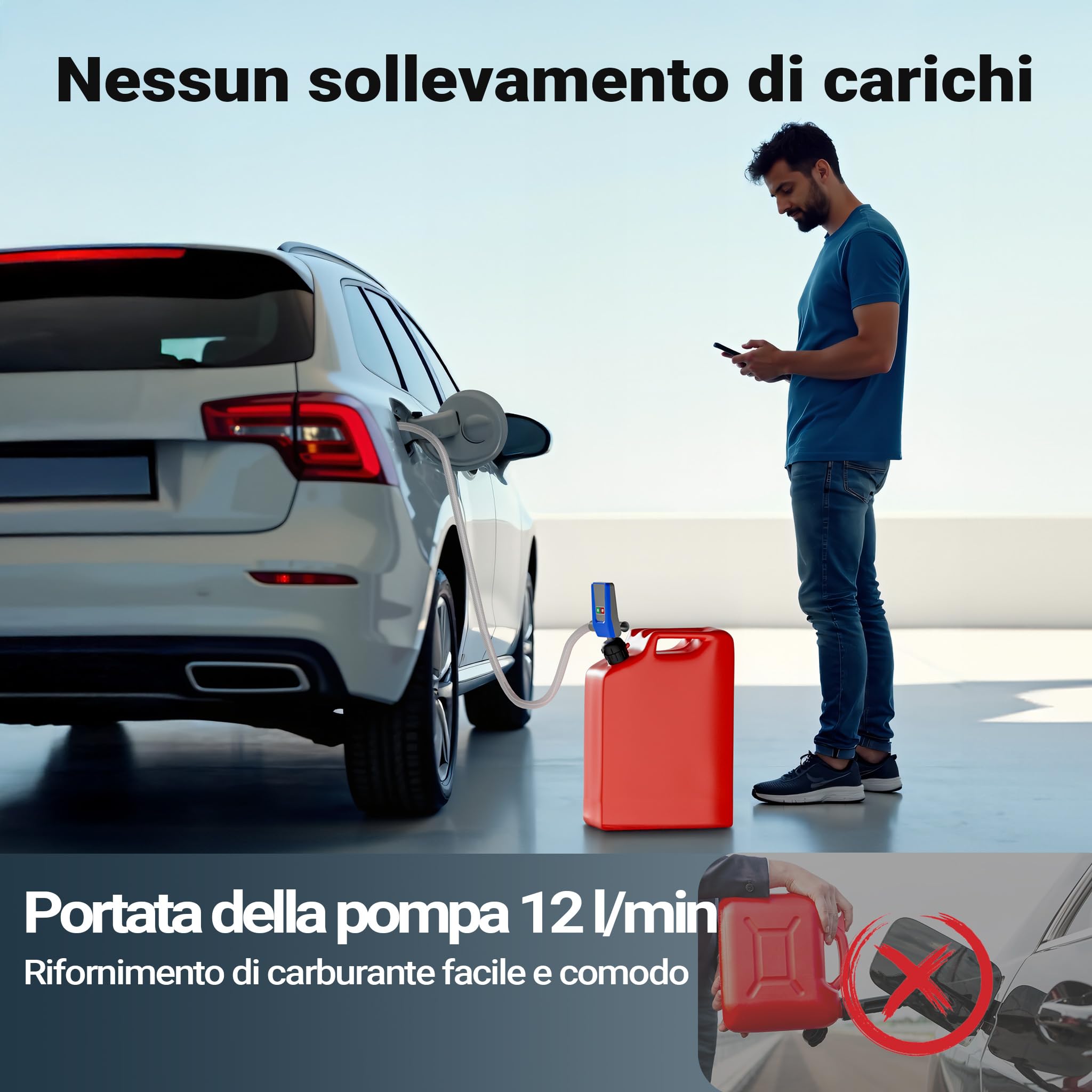 Wiltec Pompa travaso liquidi 12 l/min 12V display LED