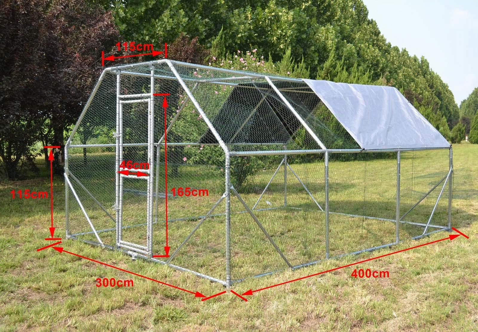 Wiltec Recinto giardino XXL 4x3x2 m con tetto polli