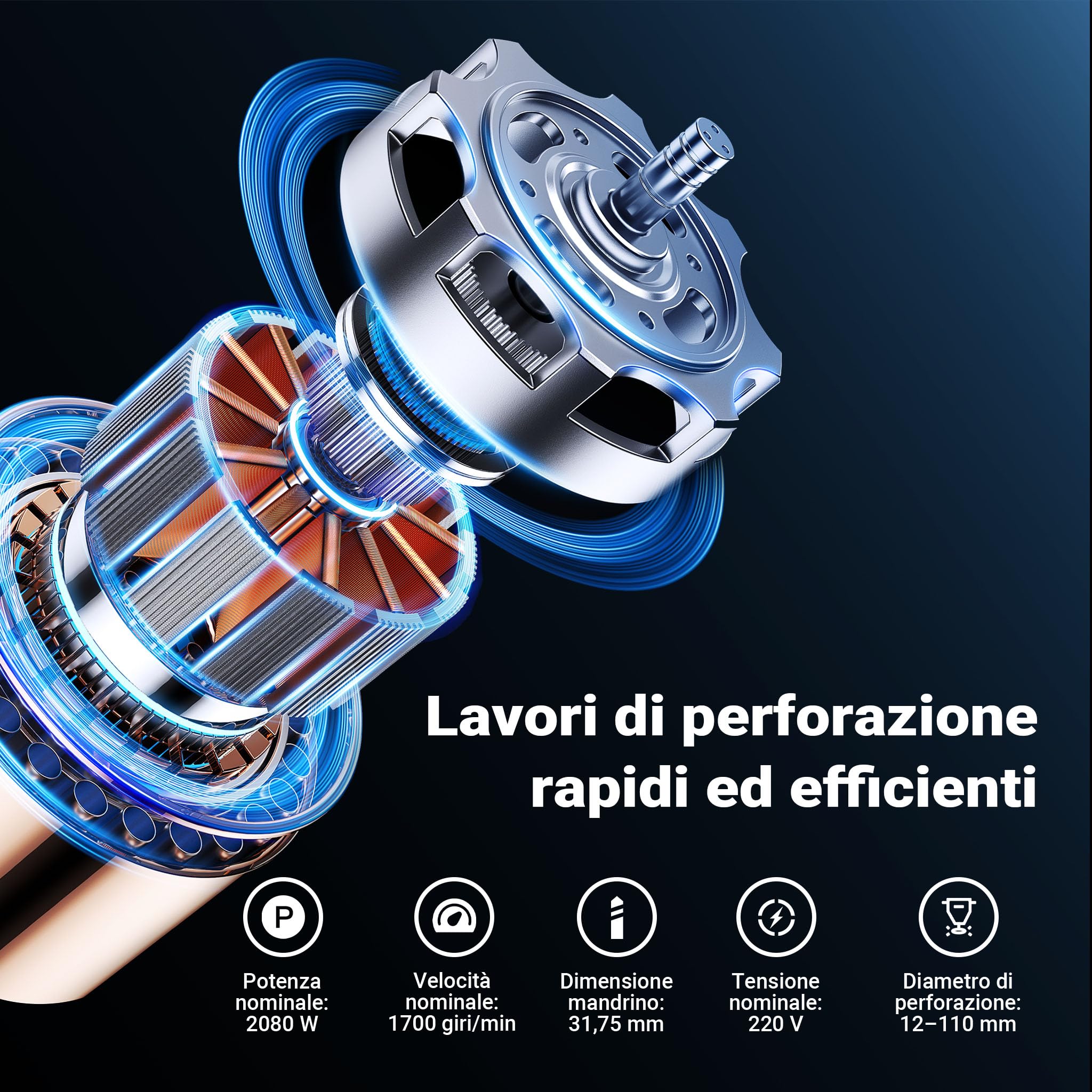 Wiltec carotatrice acqua 110 mm 2080 W valigetta