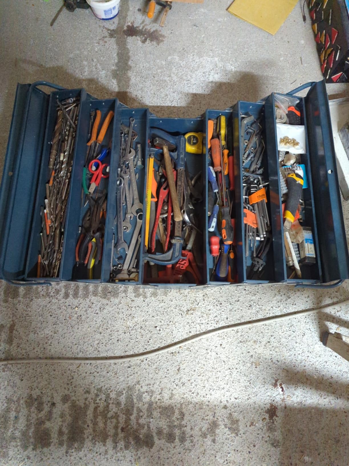 Wiltec cassetta portautensili acciaio 530x200x250 7 scomparti XXL