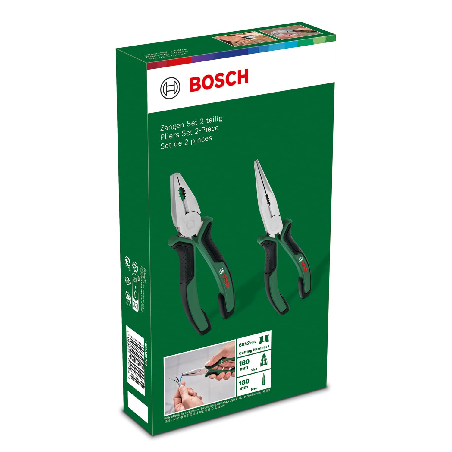 Bosch Set Pinze 2 Pezzi 180 mm Acciaio Taglio 60 HRC