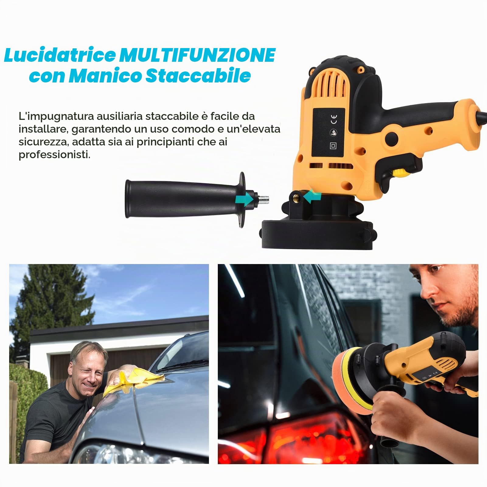 Weytoll 700W 125 mm lucidatrice auto velocità variabile con tamponi