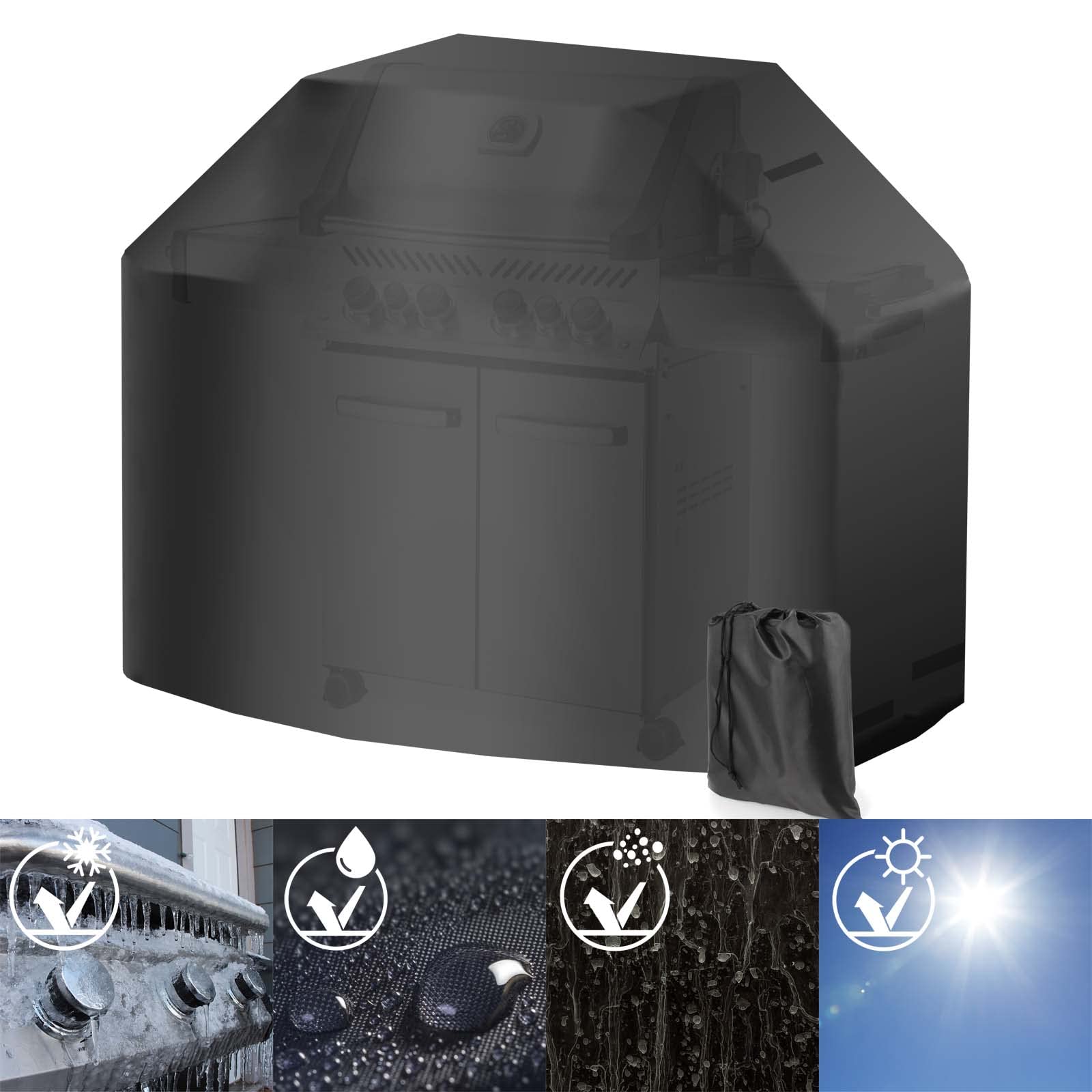 Wiltec Toboli telo copri barbecue 132x66x109 cm PVC nero