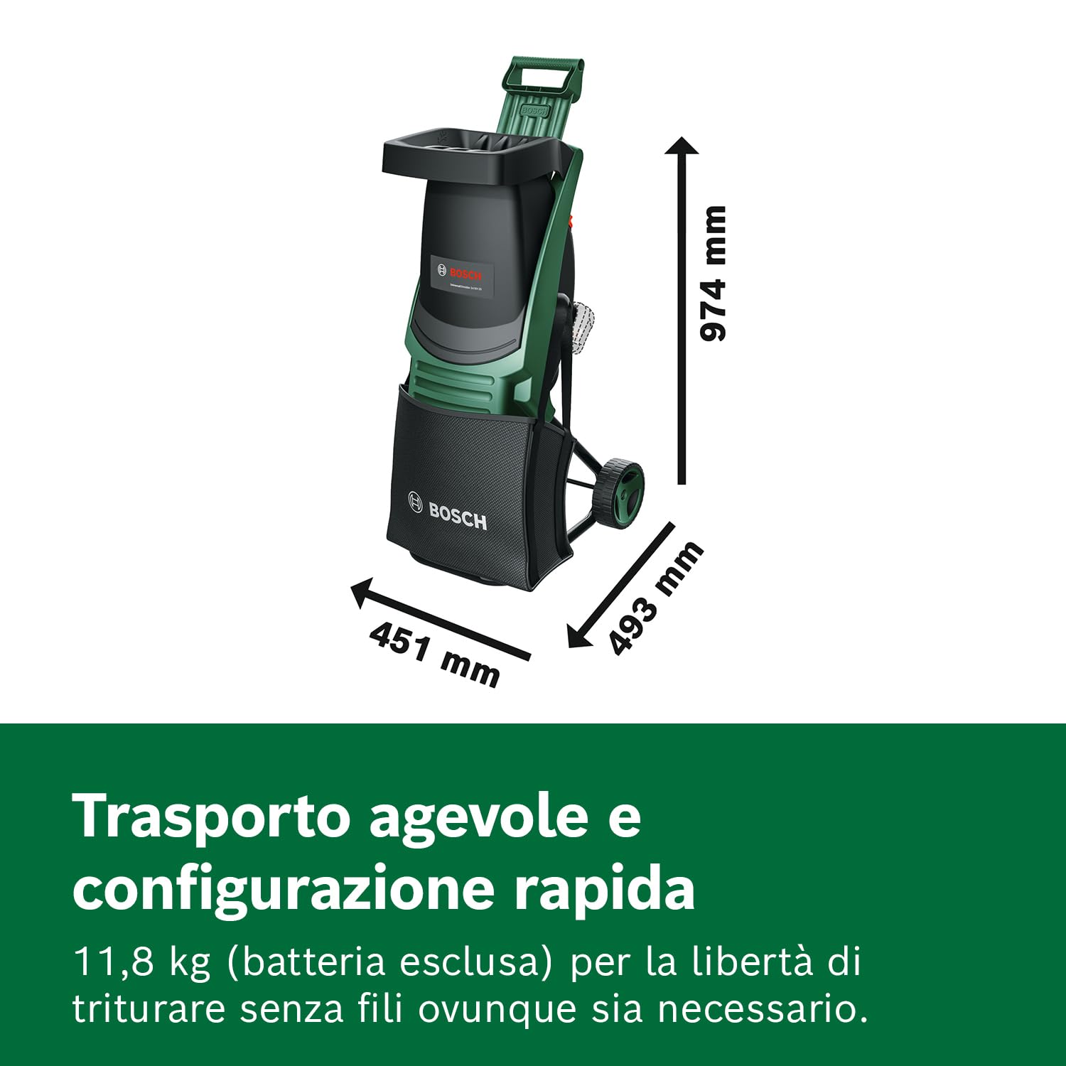 Bosch UniversalShredder 2x18V-25 biotrituratore a batteria 25 mm