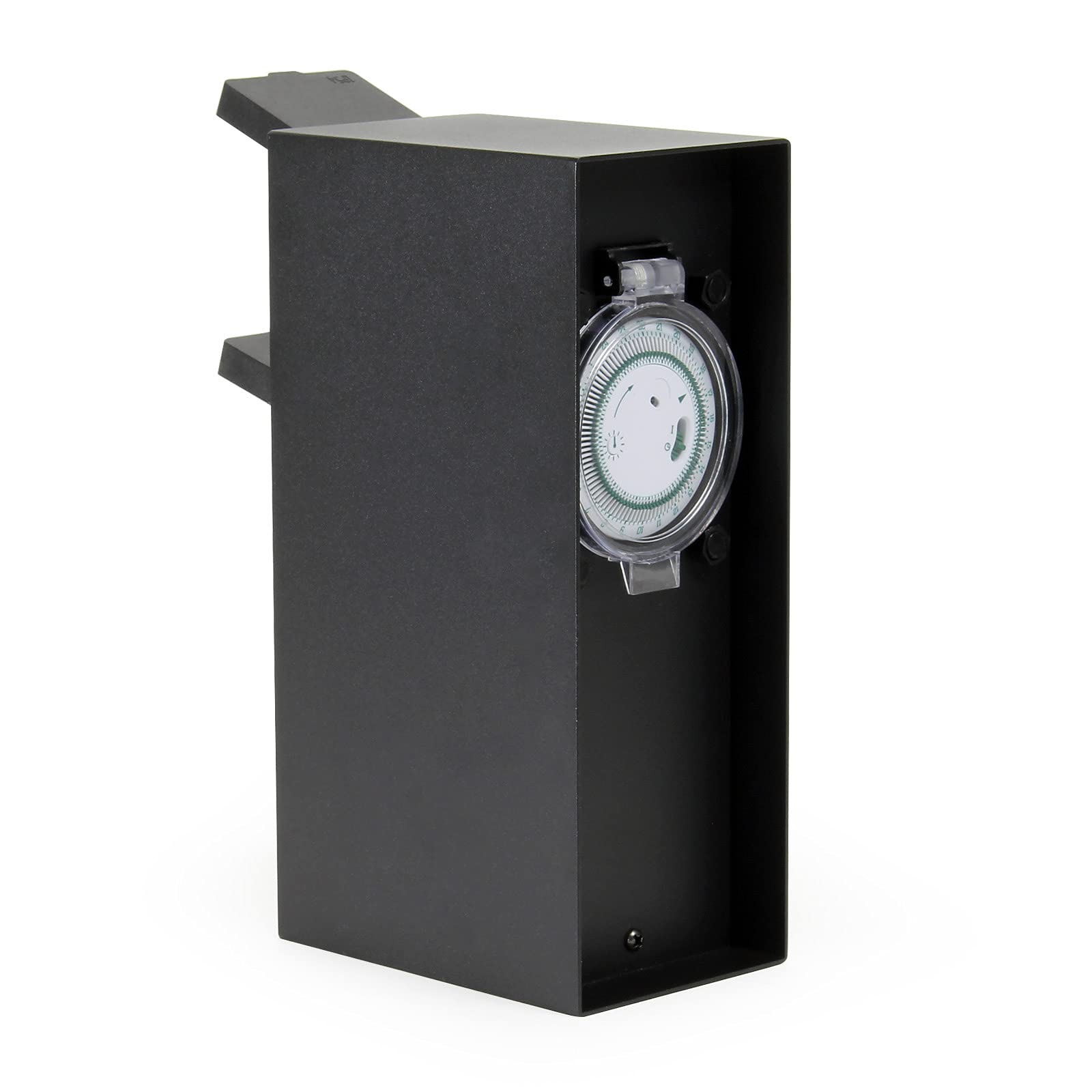 Wiltec Colonna Presa da Giardino 2 prese IP44 con timer nera