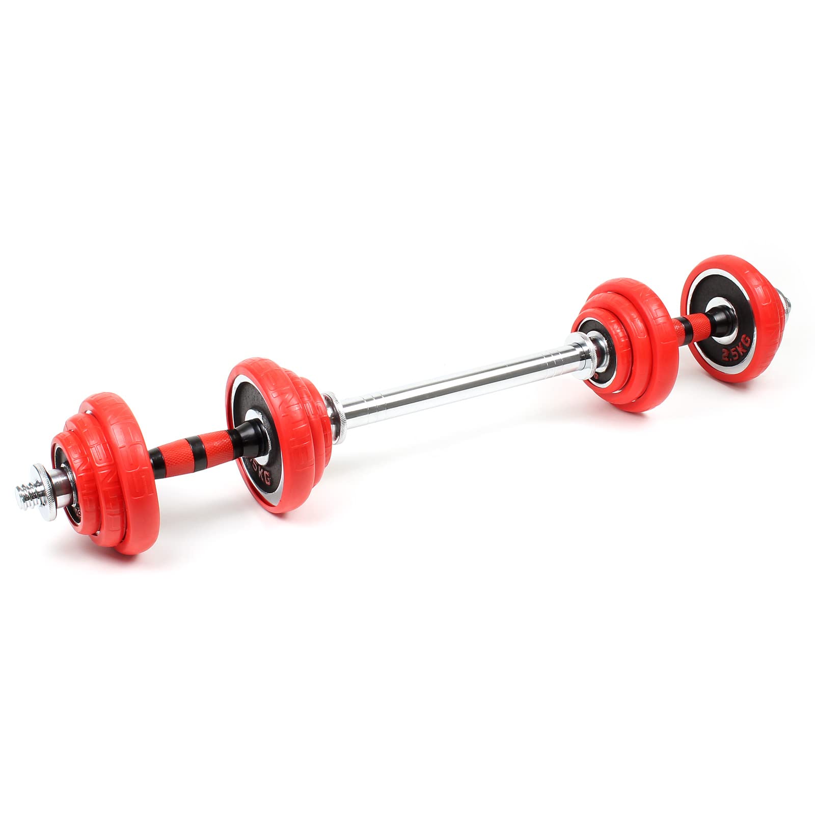 Wiltec Set Manubri 20 kg 2in1 Bilanciere 12 Dischi 30mm