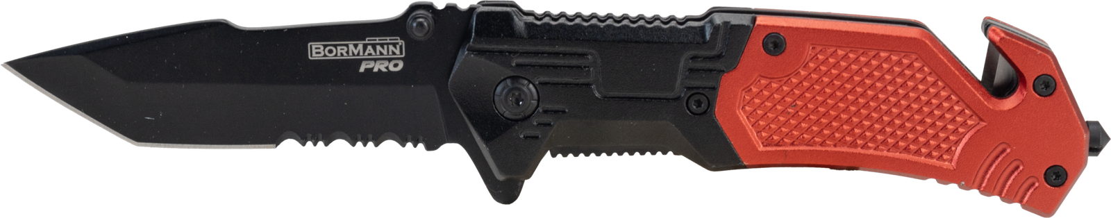 Bormann coltello pieghevole Tanto 200mm lama nera manico rosso