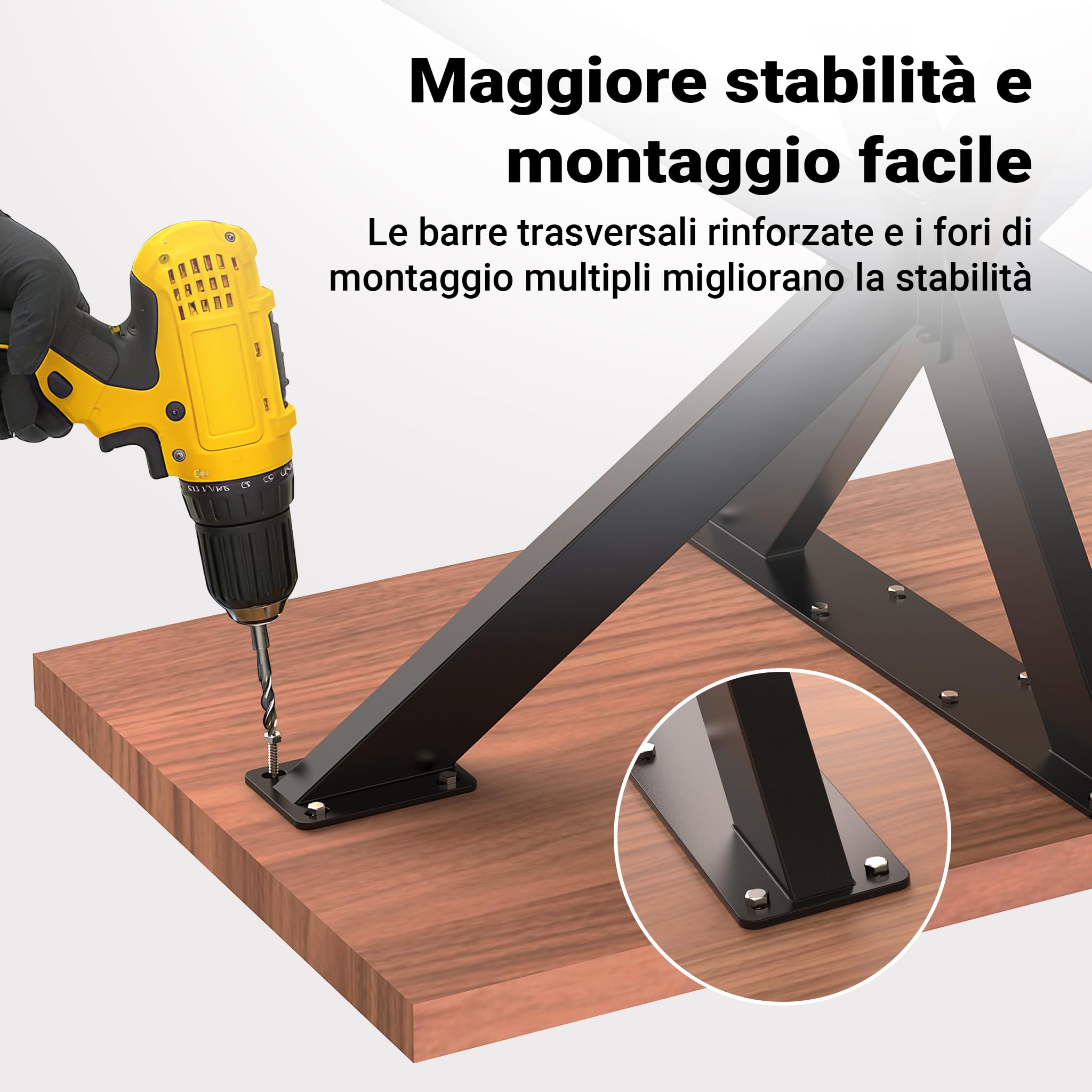 Wiltec XPOtool Telaio Tavolo Ragno Acciaio Nero 150cm