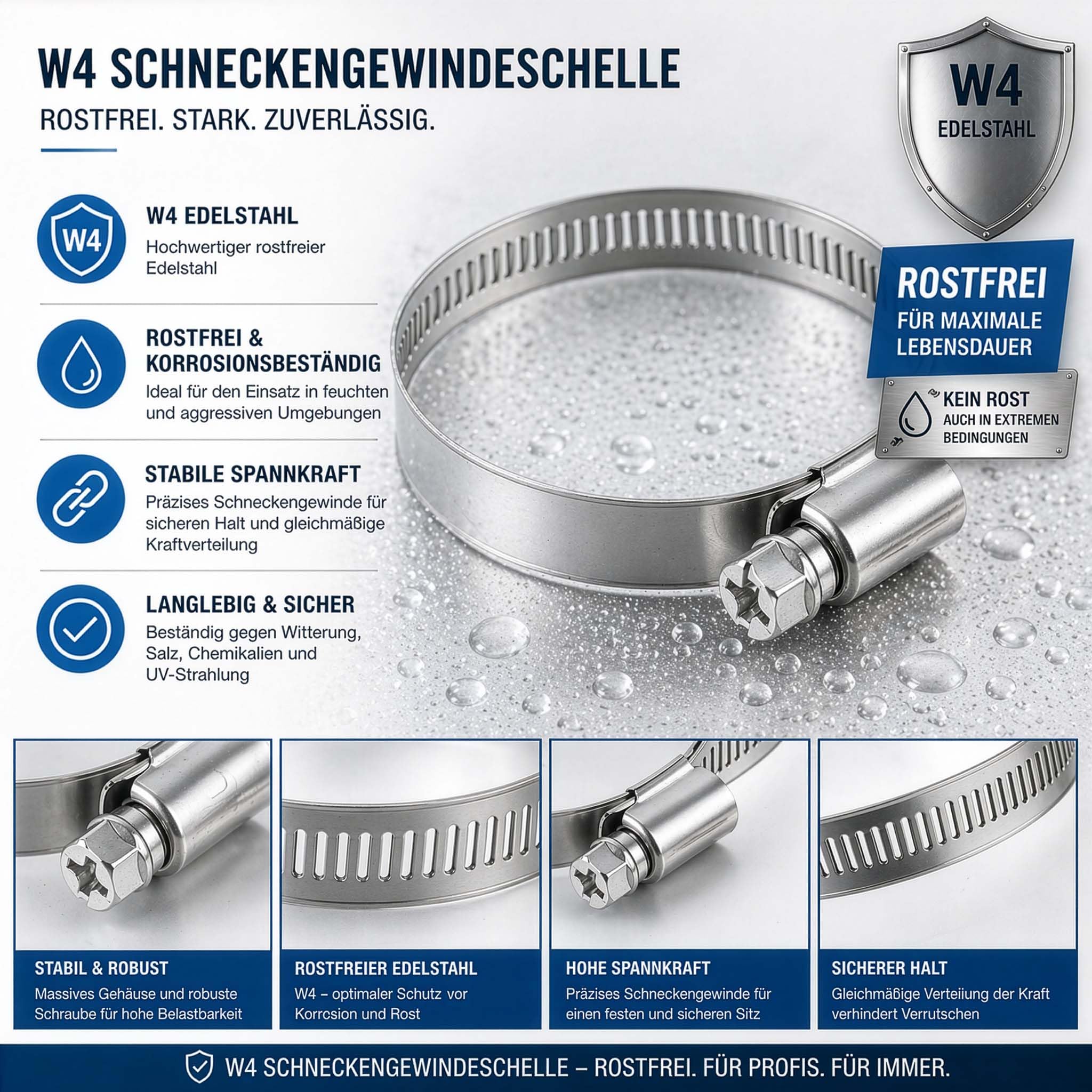 Wiltec W4 fascetta stringitubo inox 35-50mm 9mm